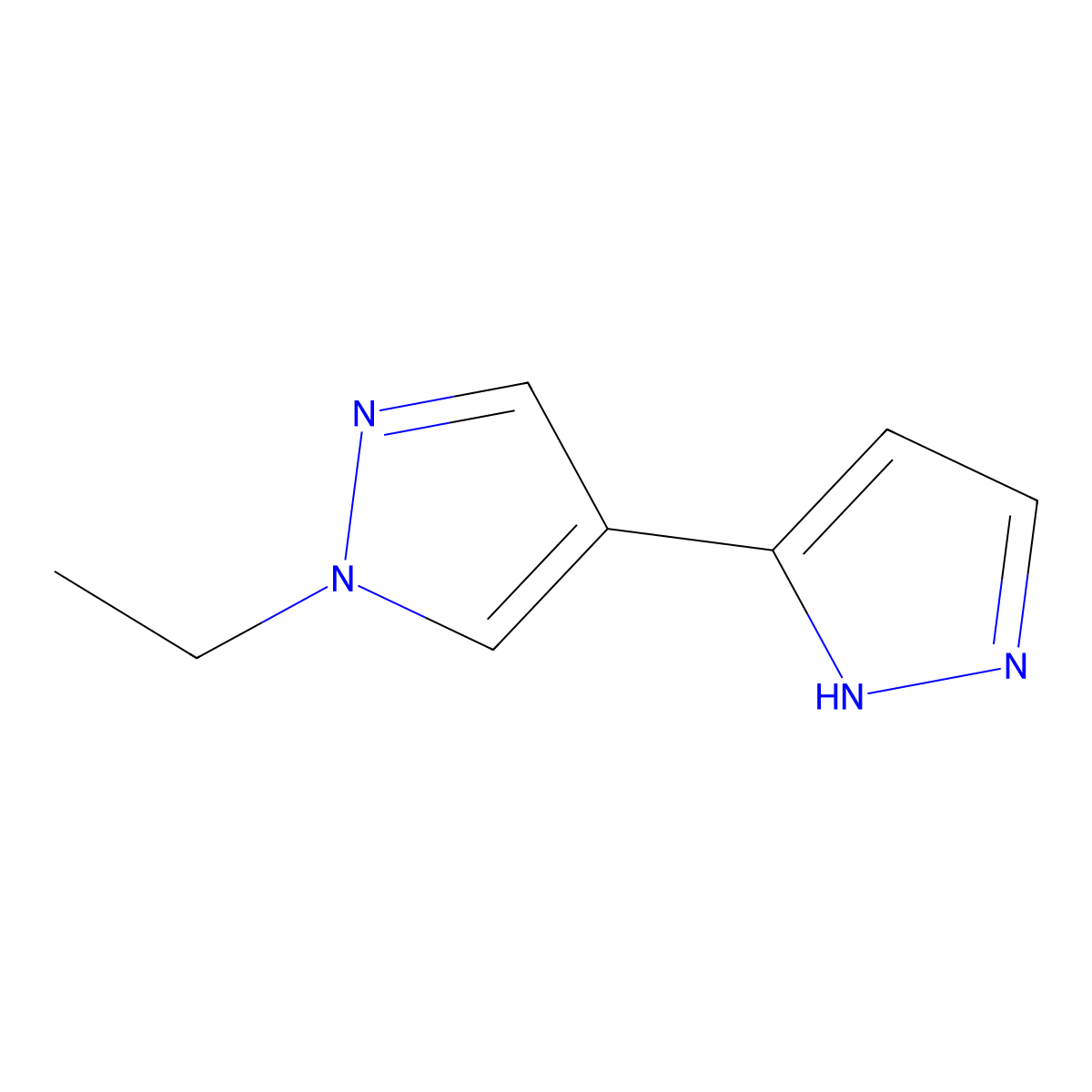 1'-ethyl-1H,1'H-3,4'-bipyrazole molecular structure, CAS 1006320-10-0