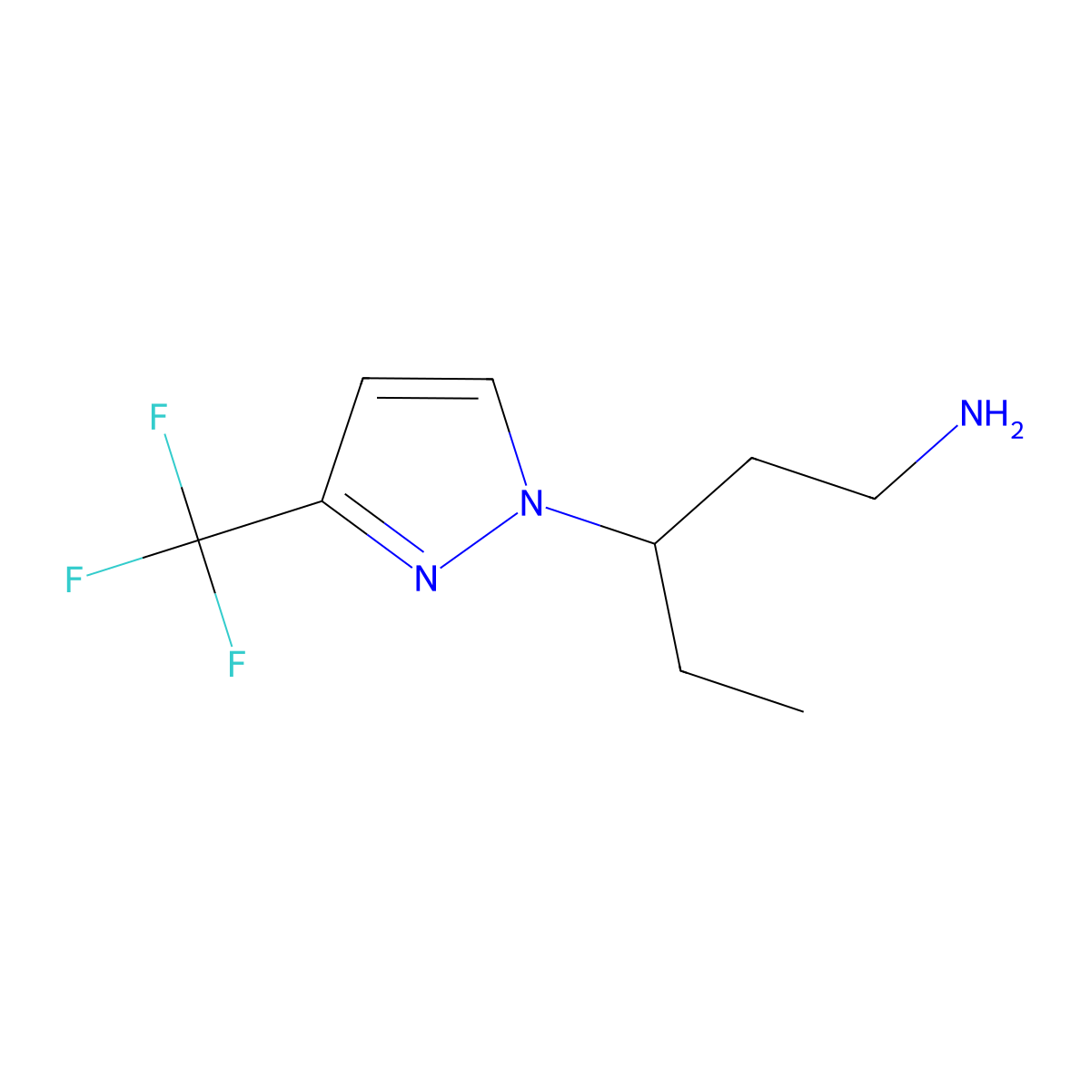 3-[3-(trifluoromethyl)-1H-pyrazol-1-yl]pentan-1-amine molecular structure, CAS 1006320-16-6
