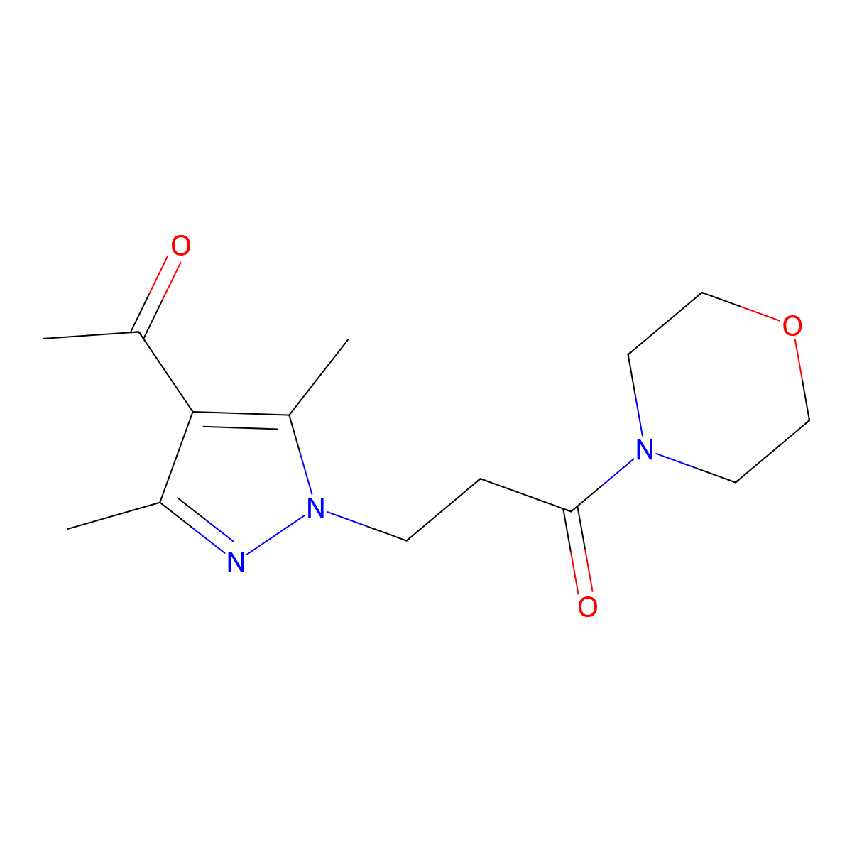 3-(4-Acetyl-3,5-dimethyl-1H-pyrazol-1-yl)-1-morpholinopropan-1-one molecular structure, CAS 1006320-23-5