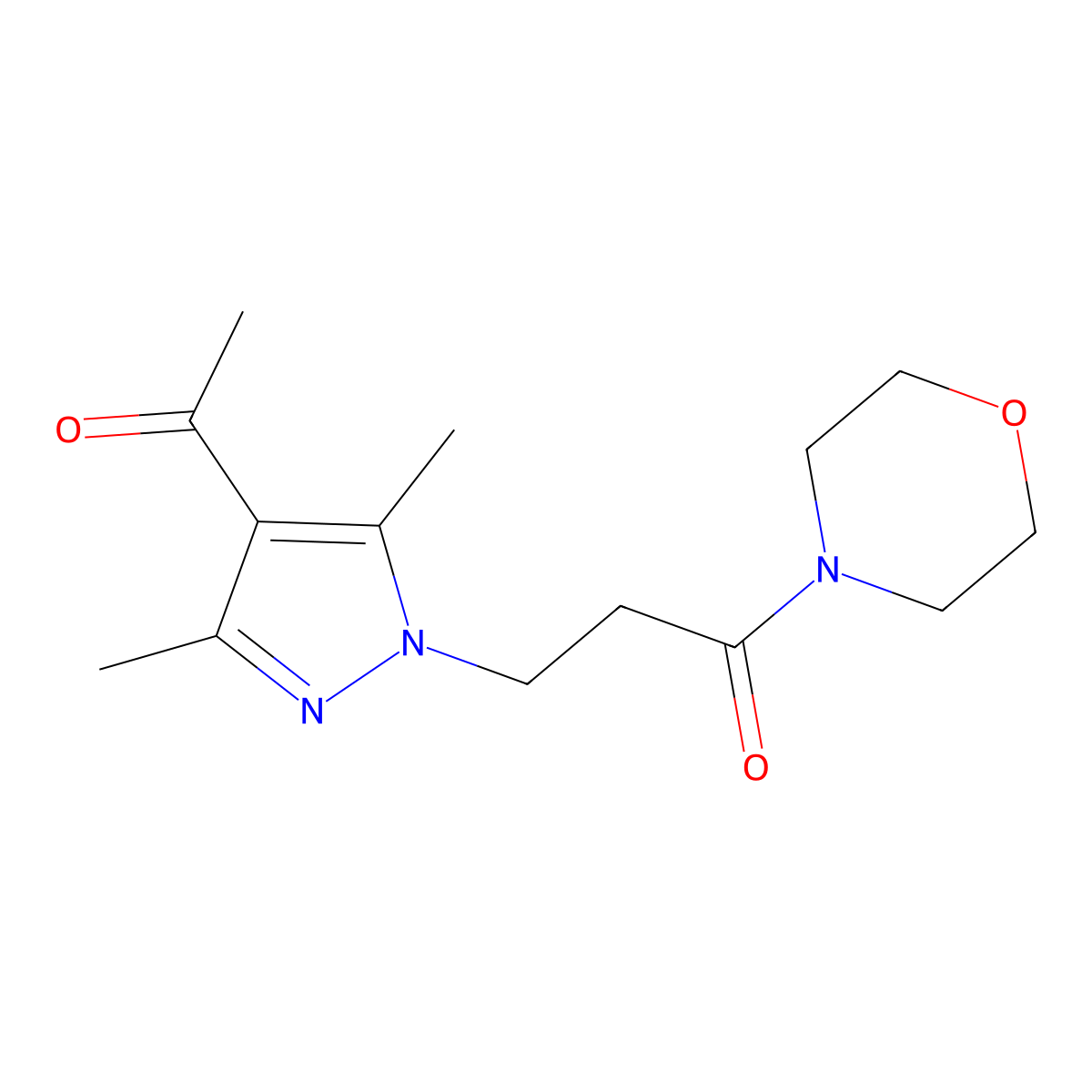 3-(4-Acetyl-3,5-dimethyl-1H-pyrazol-1-yl)-1-morpholinopropan-1-one molecular structure, CAS 1006320-23-5