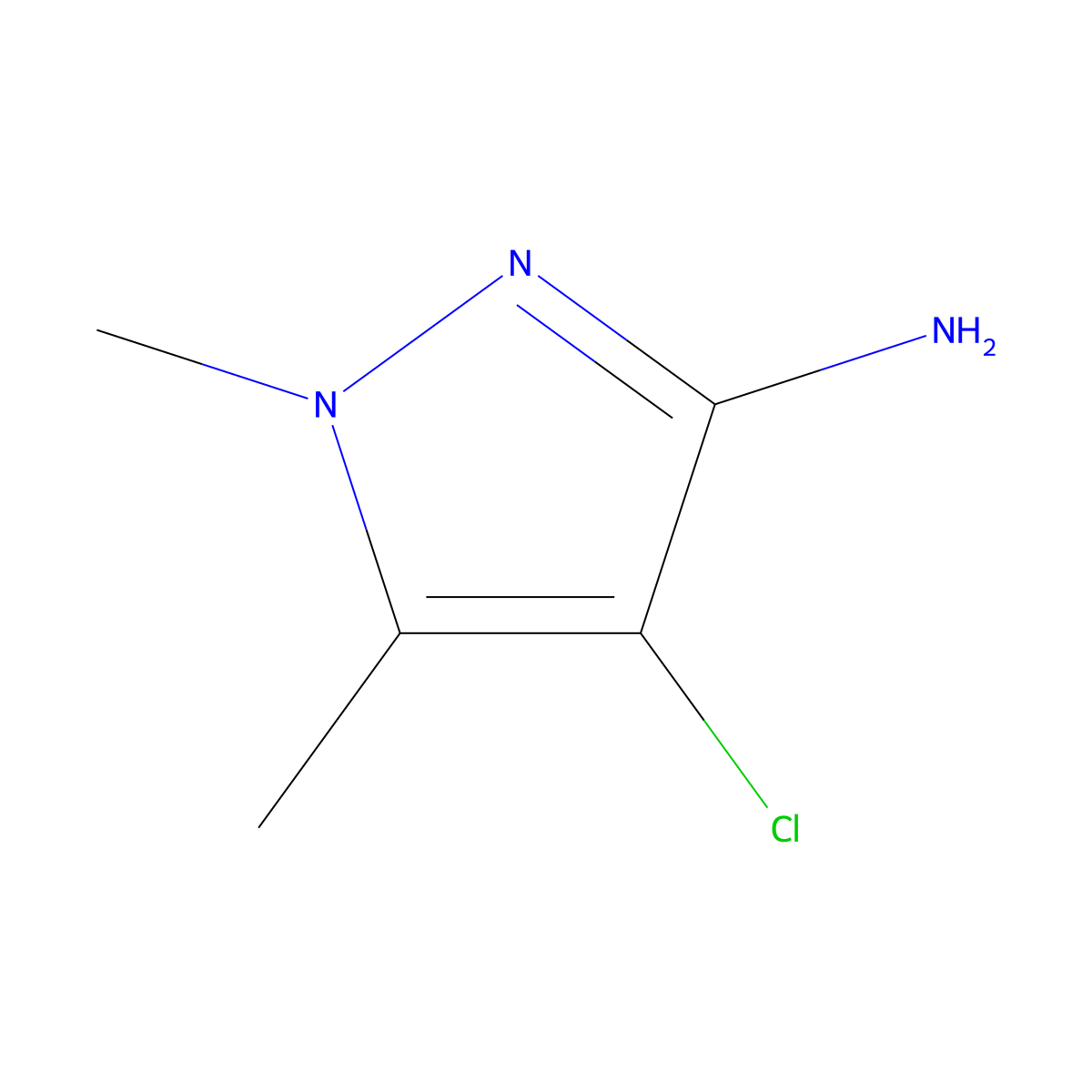 4-chloro-1,5-dimethyl-1H-pyrazol-3-amine molecular structure, CAS 1006320-25-7
