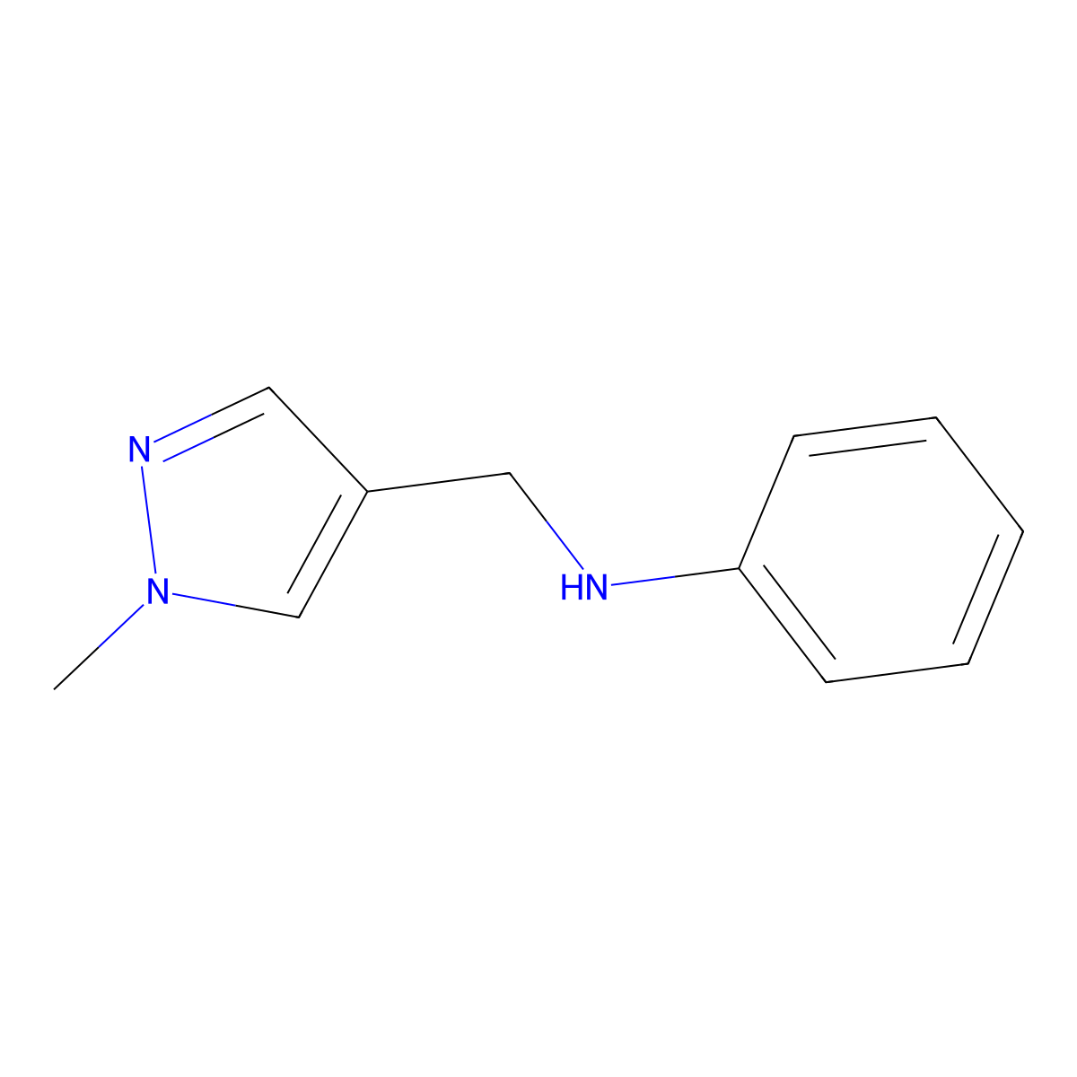 N-((1-Methyl-1H-pyrazol-4-yl)methyl)aniline molecular structure, CAS 1006322-84-4