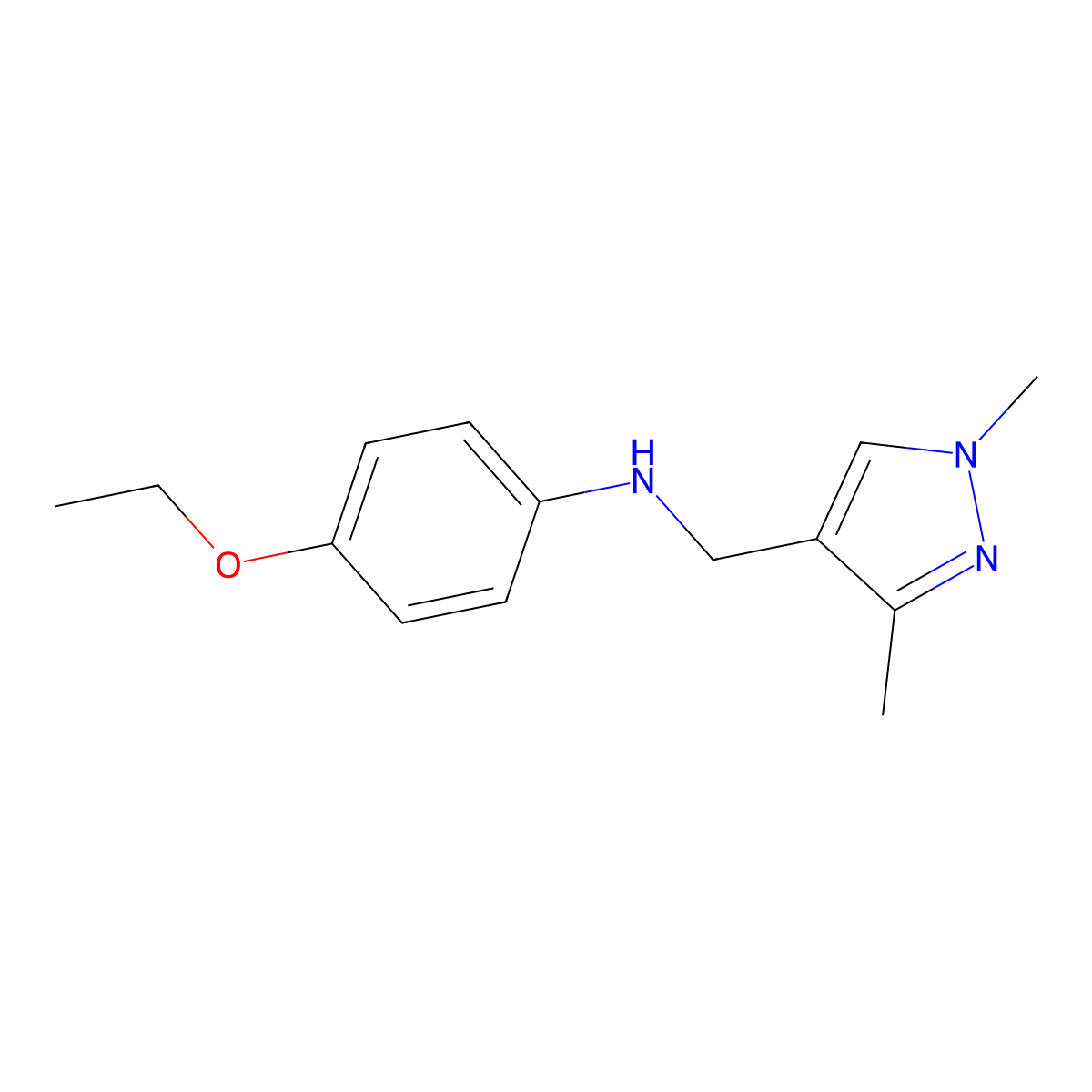 N-((1,3-Dimethyl-1H-pyrazol-4-yl)methyl)-4-ethoxyaniline molecular structure, CAS 1006322-88-8