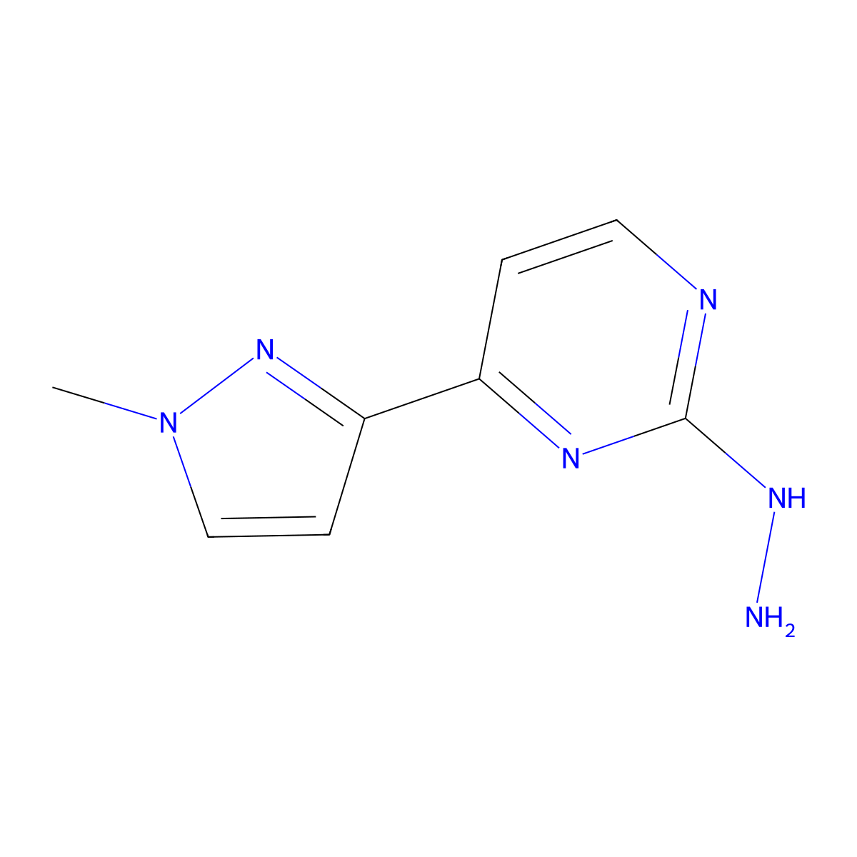 2-hydrazinyl-4-(1-methyl-1H-pyrazol-3-yl)pyrimidine molecular structure, CAS 1006322-90-2
