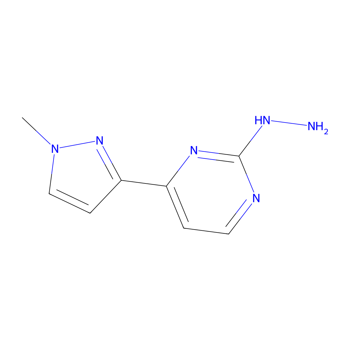 2-hydrazinyl-4-(1-methyl-1H-pyrazol-3-yl)pyrimidine molecular structure, CAS 1006322-90-2