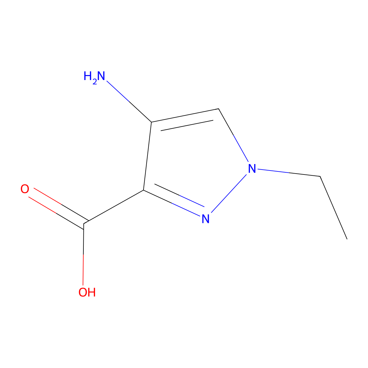 4-amino-1-ethyl-1H-pyrazole-3-carboxylic acid molecular structure, CAS 1006322-92-4