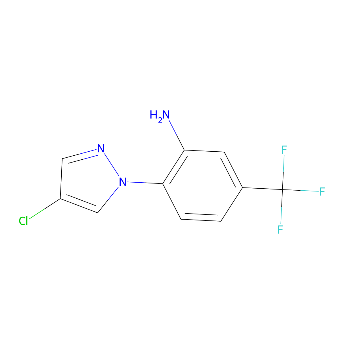 2-(4-chloro-1H-pyrazol-1-yl)-5-(trifluoromethyl)aniline molecular structure, CAS 1006322-99-1