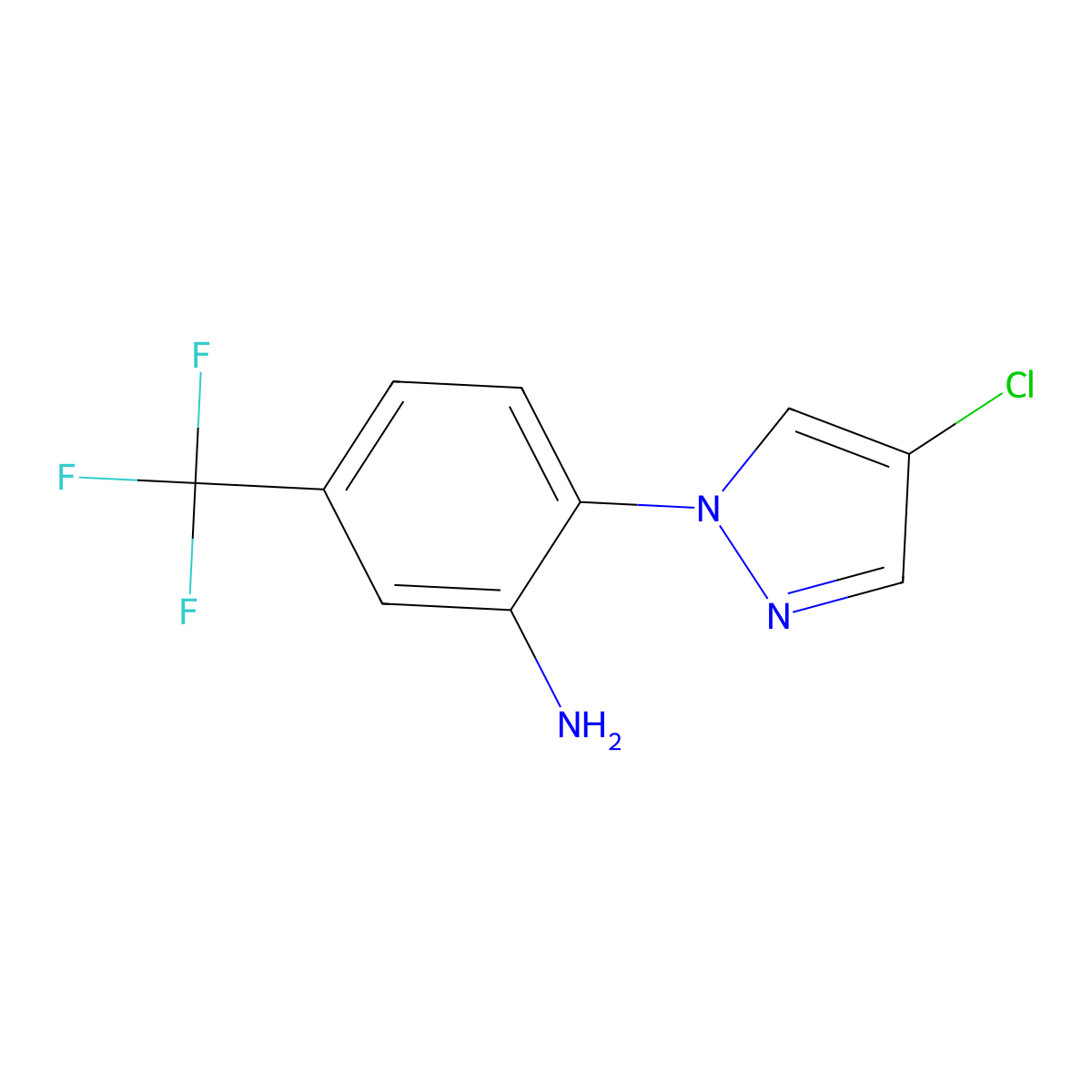 2-(4-chloro-1H-pyrazol-1-yl)-5-(trifluoromethyl)aniline molecular structure, CAS 1006322-99-1