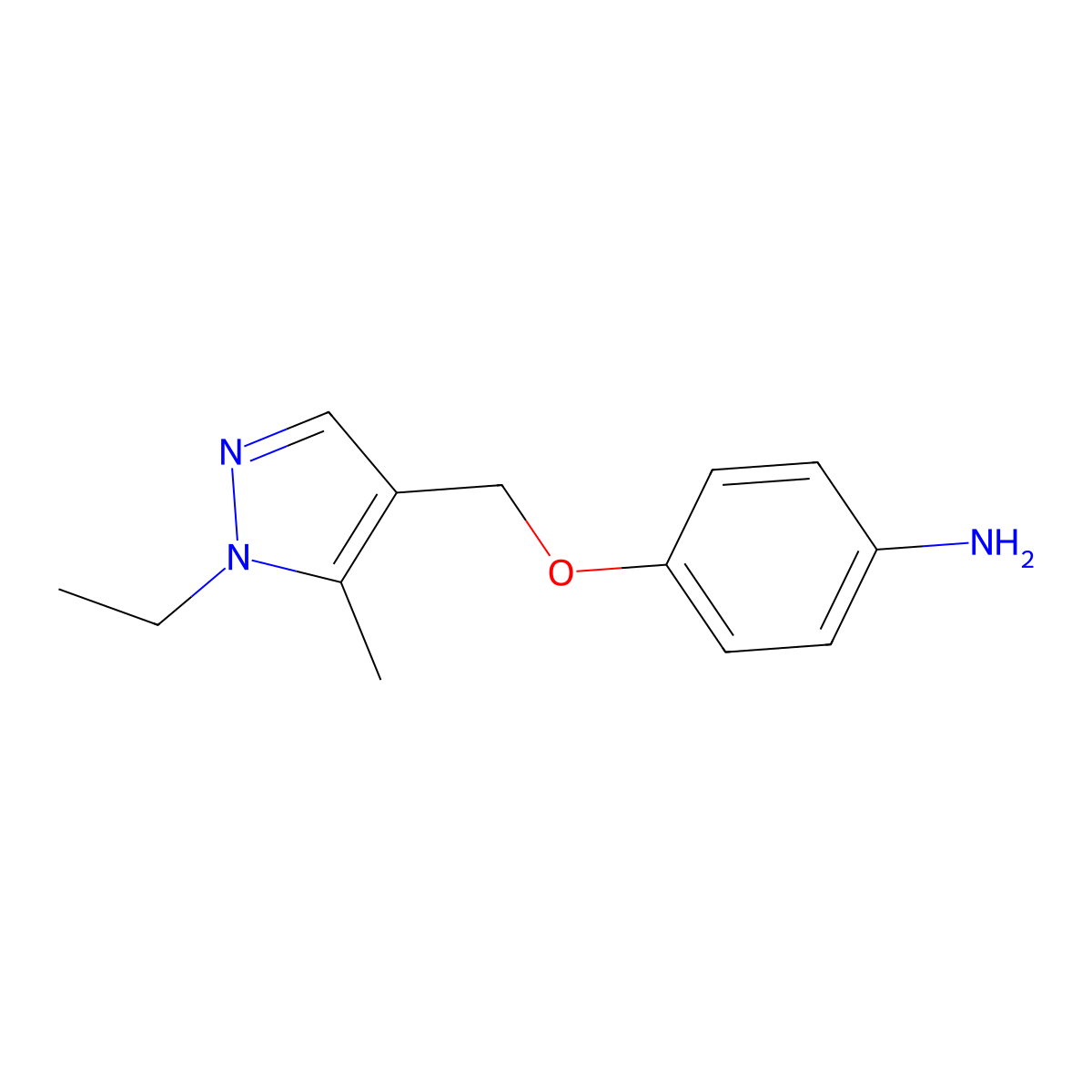 4-((1-Ethyl-5-methyl-1H-pyrazol-4-yl)methoxy)aniline molecular structure, CAS 1006323-17-6