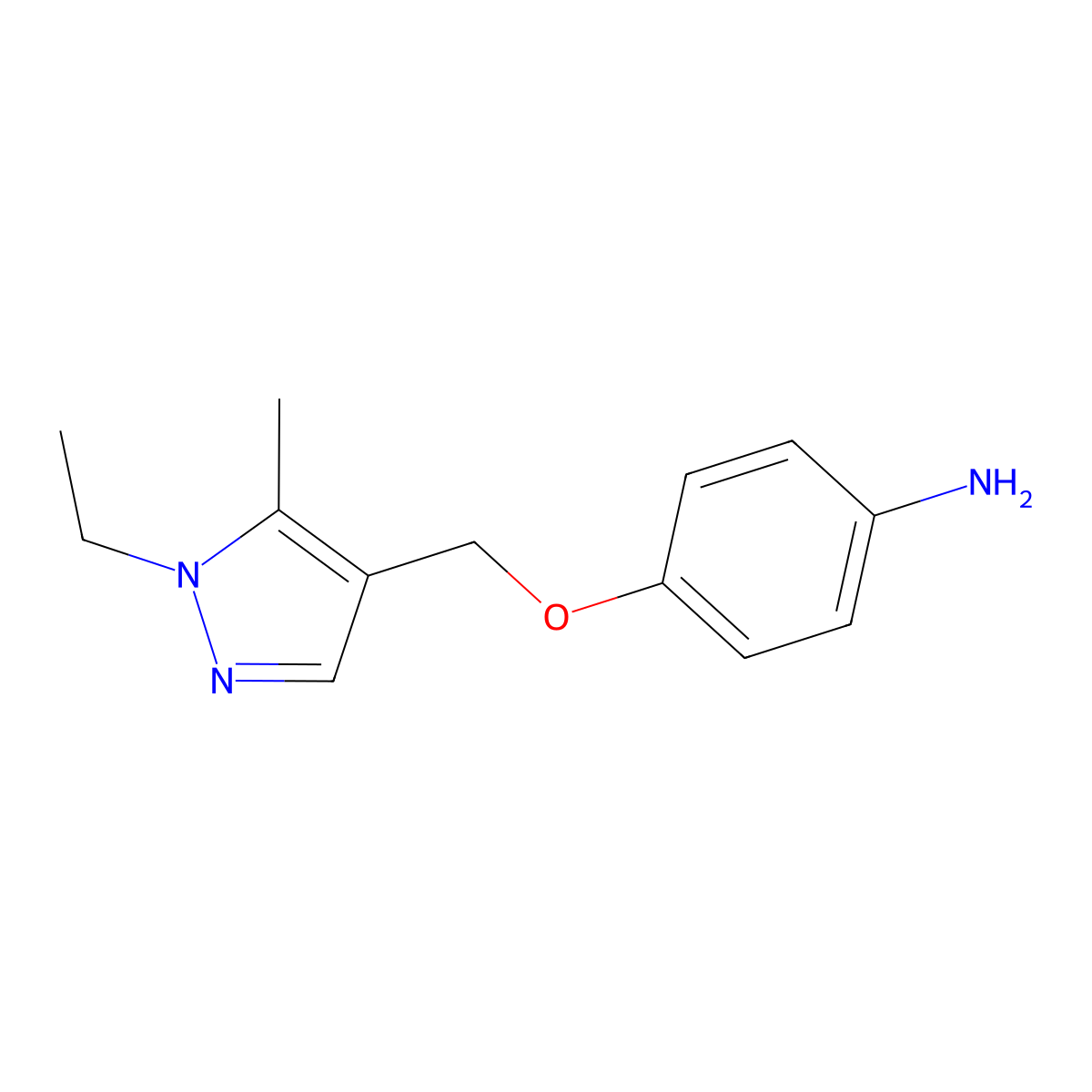 4-((1-Ethyl-5-methyl-1H-pyrazol-4-yl)methoxy)aniline molecular structure, CAS 1006323-17-6