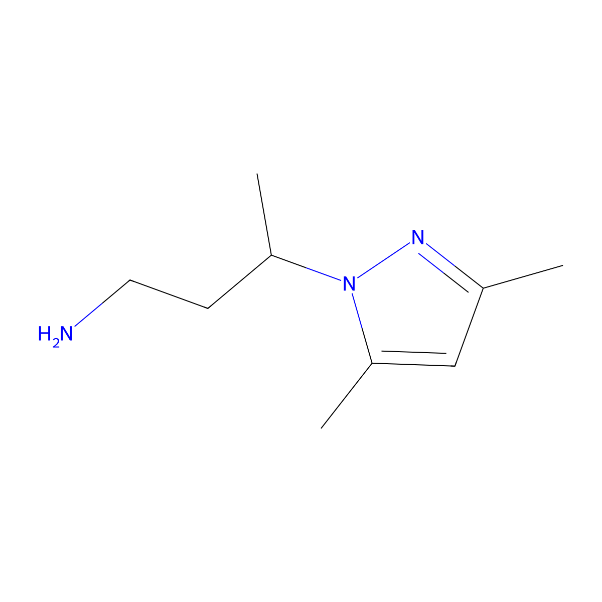 3-(3,5-dimethyl-1H-pyrazol-1-yl)butan-1-amine molecular structure, CAS 1006323-23-4