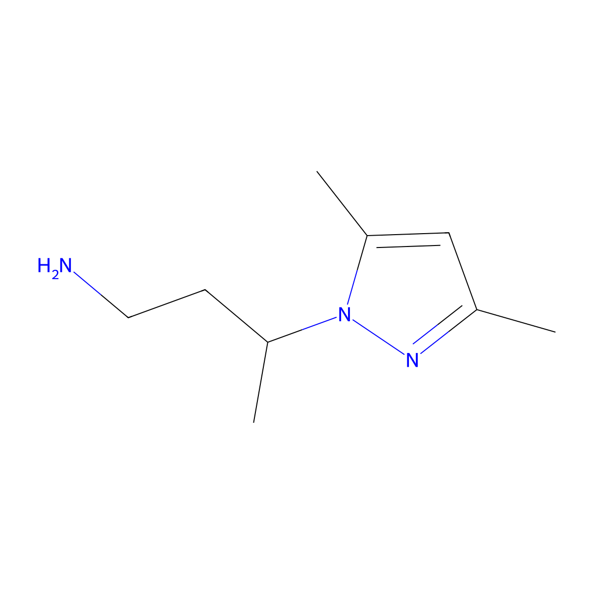 3-(3,5-dimethyl-1H-pyrazol-1-yl)butan-1-amine molecular structure, CAS 1006323-23-4