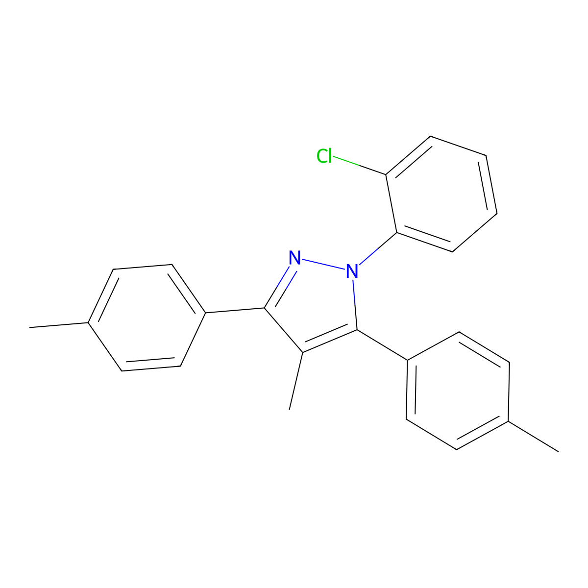 1-(2-chlorophenyl)-4-methyl-3,5-bis(4-methylphenyl)-1H-pyrazole molecular structure, CAS 1006324-25-9