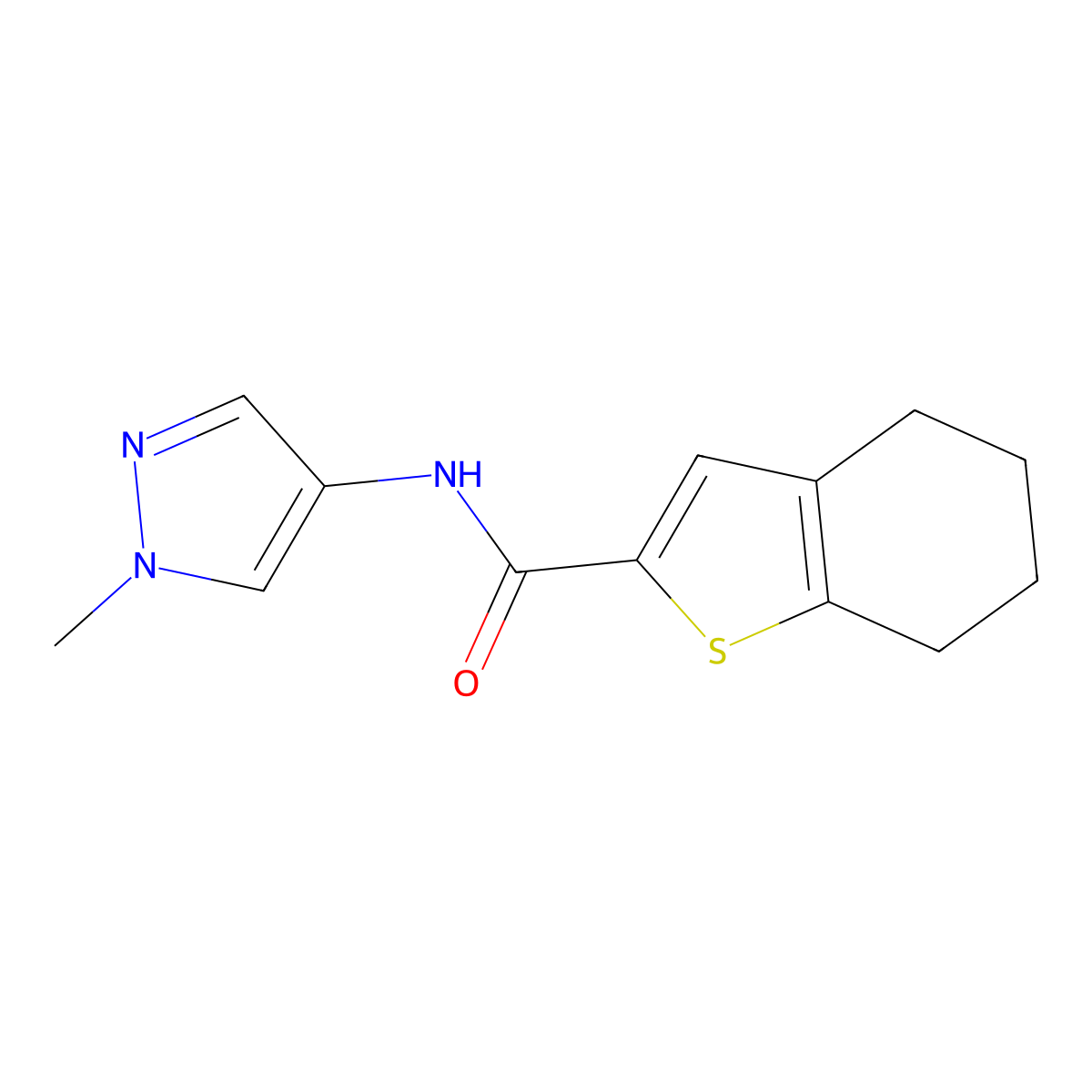 N-(1-methyl-1H-pyrazol-4-yl)-4,5,6,7-tetrahydro-1-benzothiophene-2-carboxamide molecular structure, CAS 1006326-00-6
