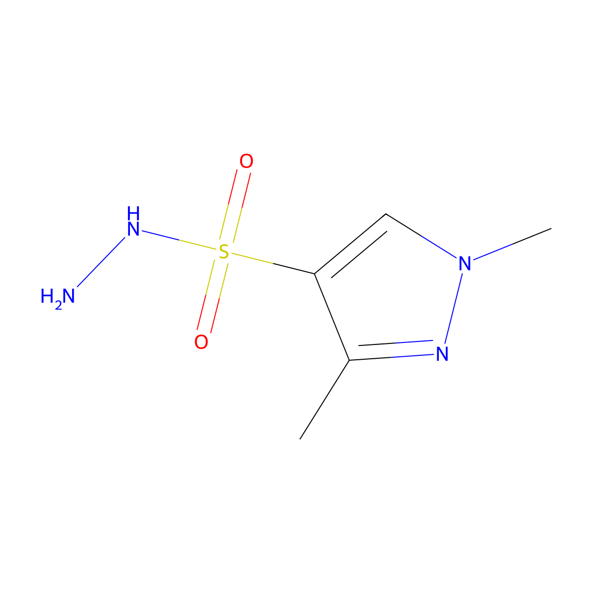 1,3-dimethyl-1H-pyrazole-4-sulfonohydrazide molecular structure, CAS 1006327-16-7