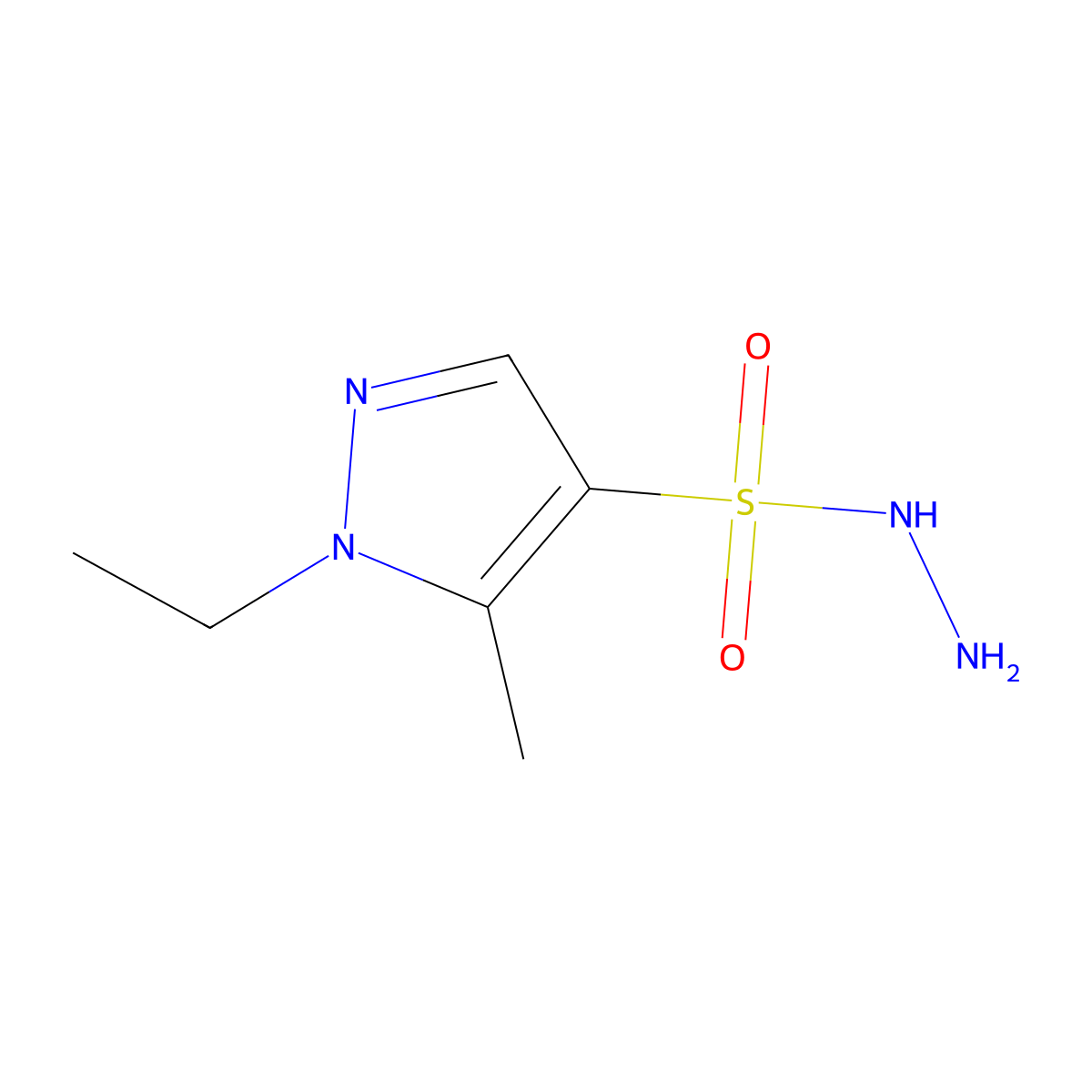 1-ethyl-5-methyl-1H-pyrazole-4-sulfonohydrazide molecular structure, CAS 1006327-17-8
