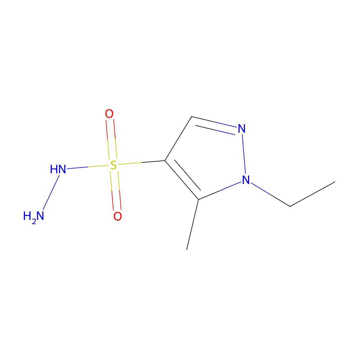 1-ethyl-5-methyl-1H-pyrazole-4-sulfonohydrazide molecular structure, CAS 1006327-17-8