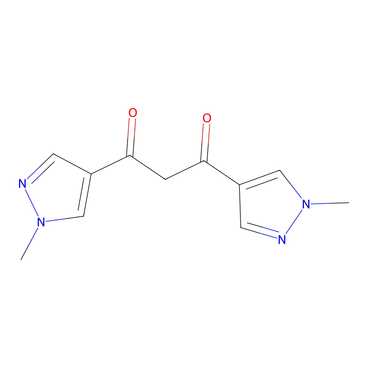 1,3-bis(1-methyl-1H-pyrazol-4-yl)propane-1,3-dione molecular structure, CAS 1006327-32-7