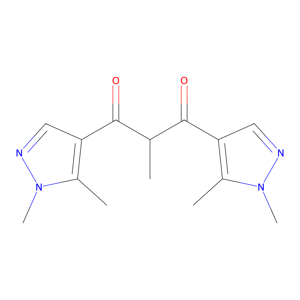 1,3-Bis(1,5-dimethyl-1H-pyrazol-4-yl)-2-methylpropane-1,3-dione molecular structure, CAS 1006327-47-4