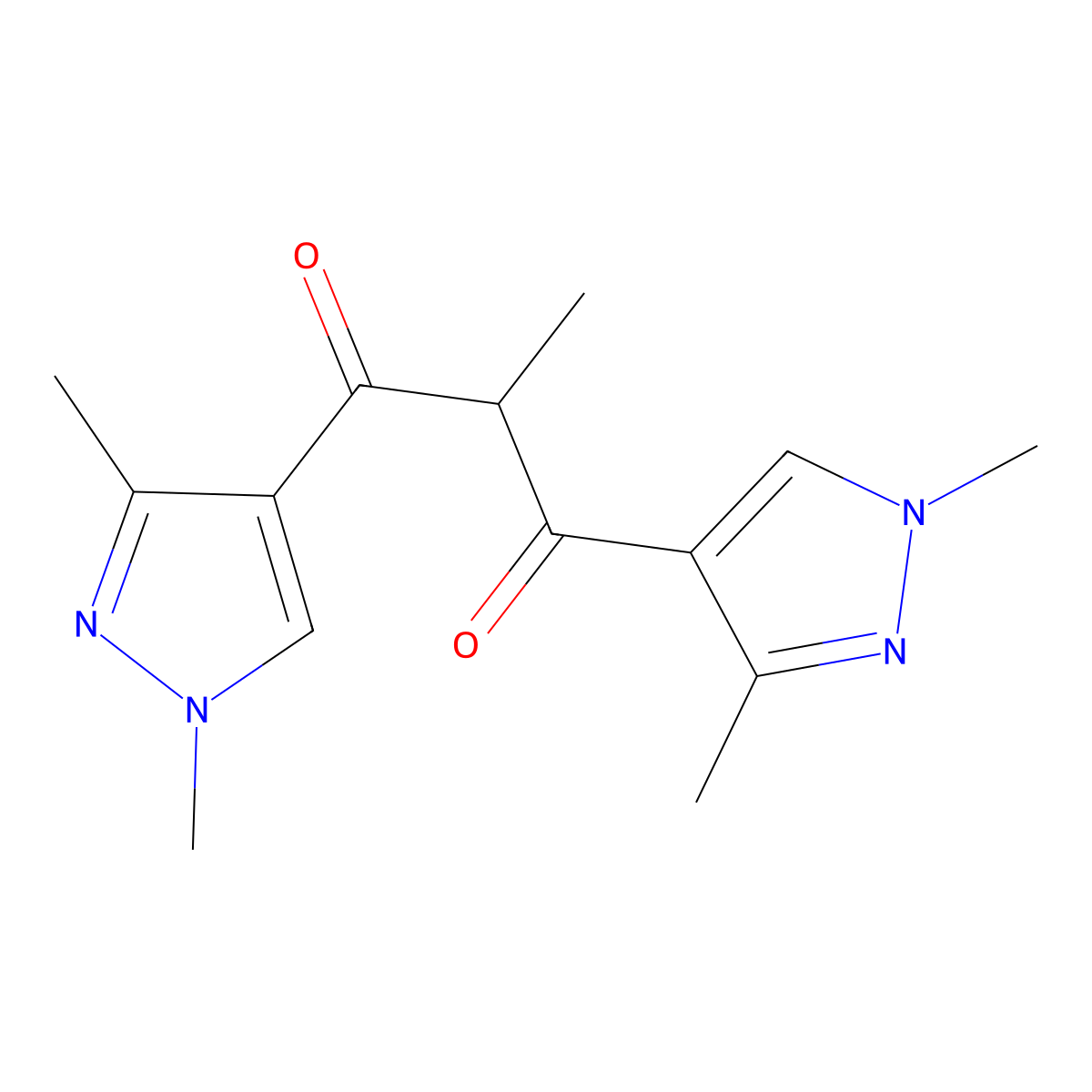 1,3-Bis(1,3-dimethyl-1H-pyrazol-4-yl)-2-methylpropane-1,3-dione molecular structure, CAS 1006327-67-8