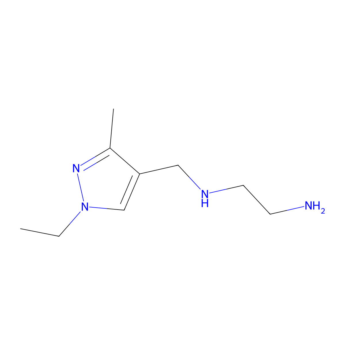 N-[(1-ethyl-3-methyl-1H-pyrazol-4-yl)methyl]ethane-1,2-diamine molecular structure, CAS 1006328-51-3