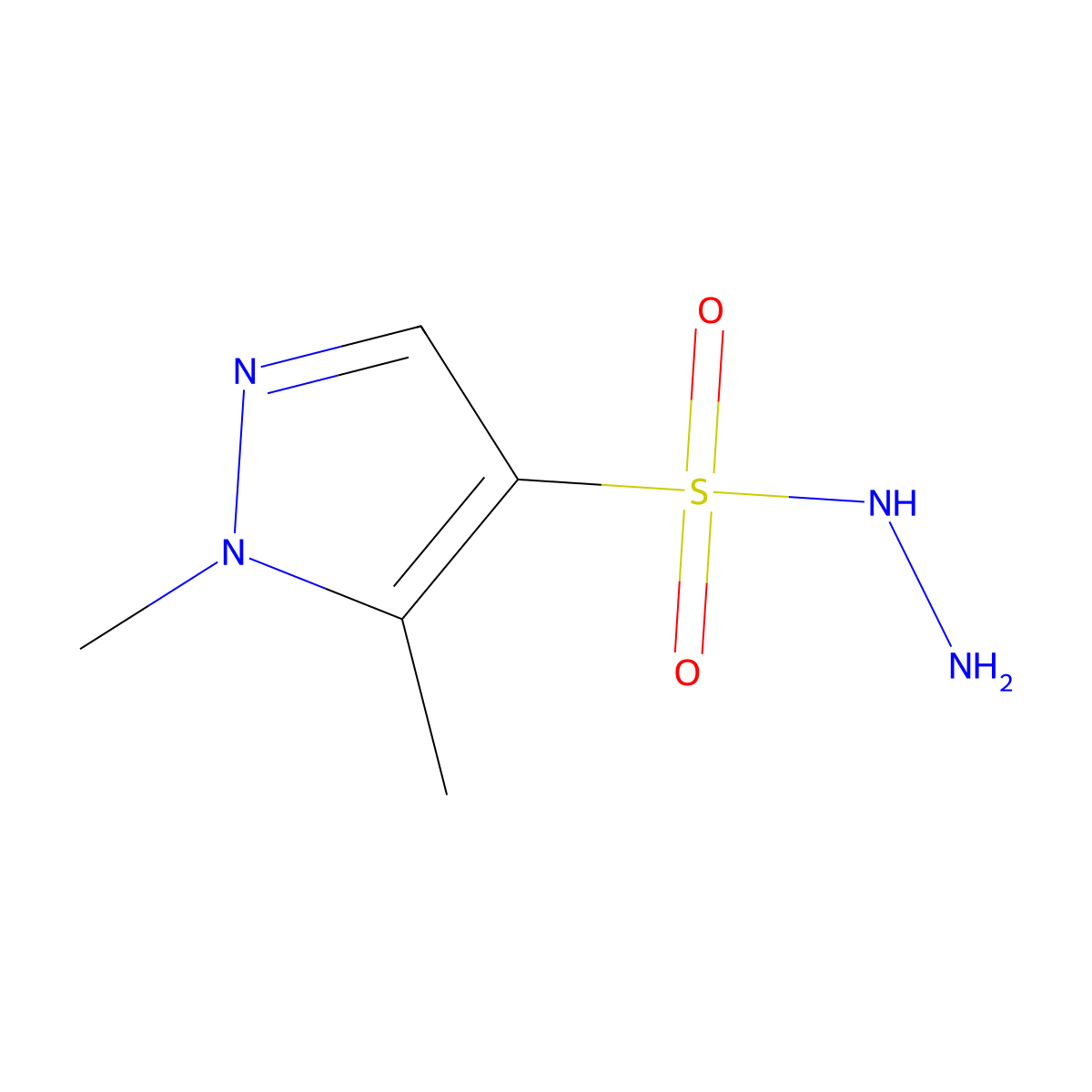 1,5-dimethyl-1H-pyrazole-4-sulfonohydrazide molecular structure, CAS 1006328-52-4