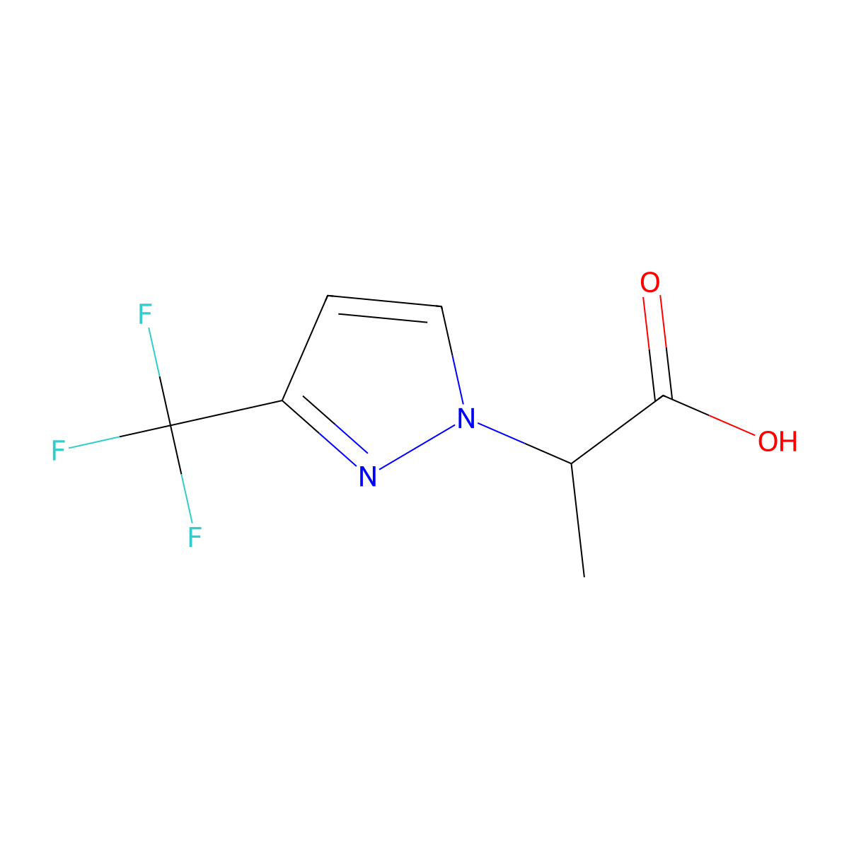 2-[3-(trifluoromethyl)-1H-pyrazol-1-yl]propanoic acid molecular structure, CAS 1006328-54-6