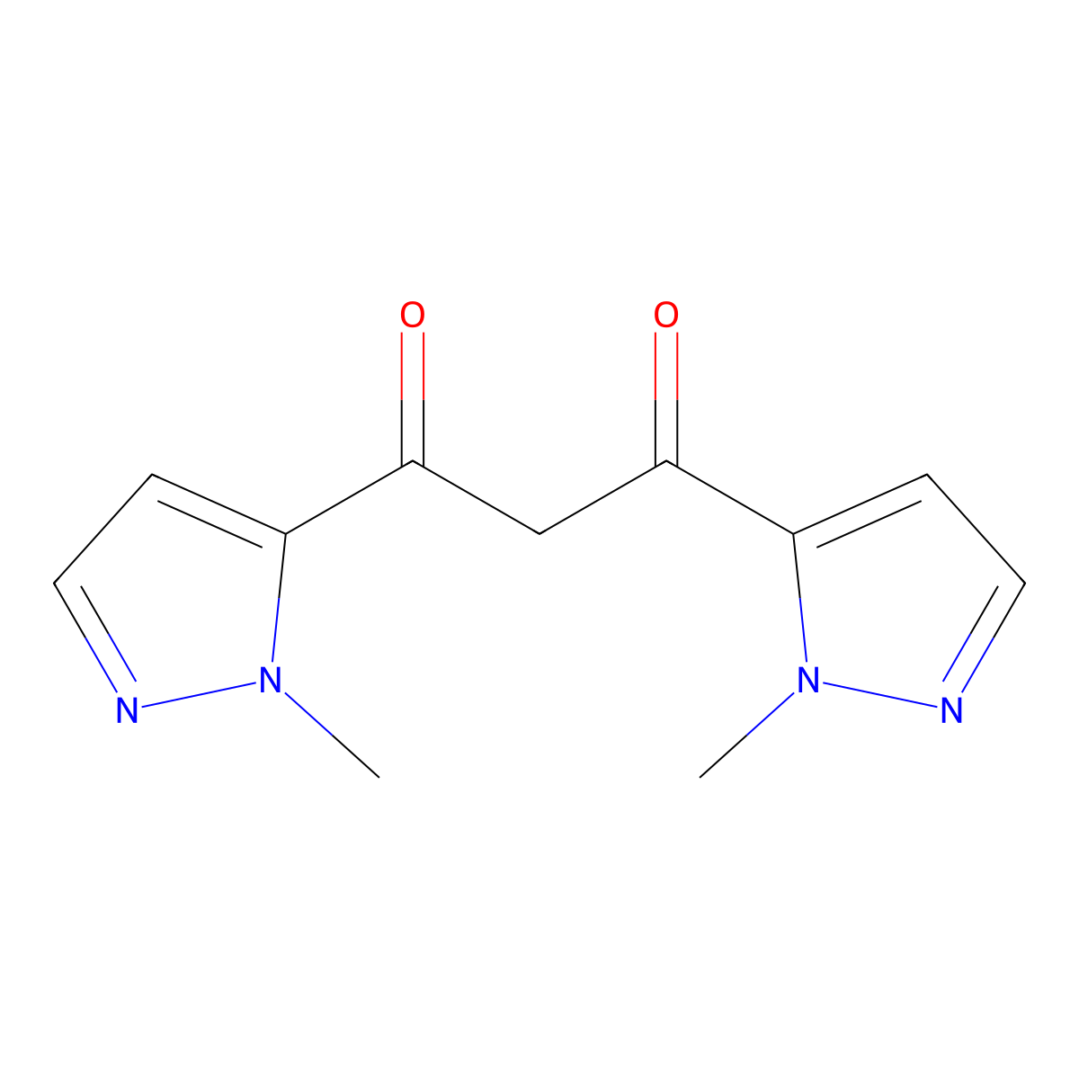 1,3-bis(1-methyl-1H-pyrazol-5-yl)propane-1,3-dione molecular structure, CAS 1006328-59-1
