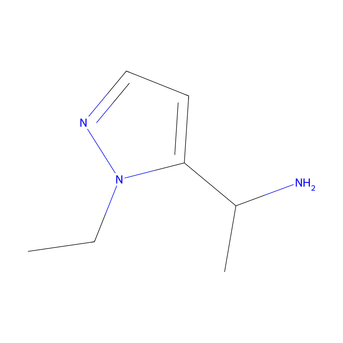 1-(1-ethyl-1H-pyrazol-5-yl)ethan-1-amine molecular structure, CAS 1006329-02-7