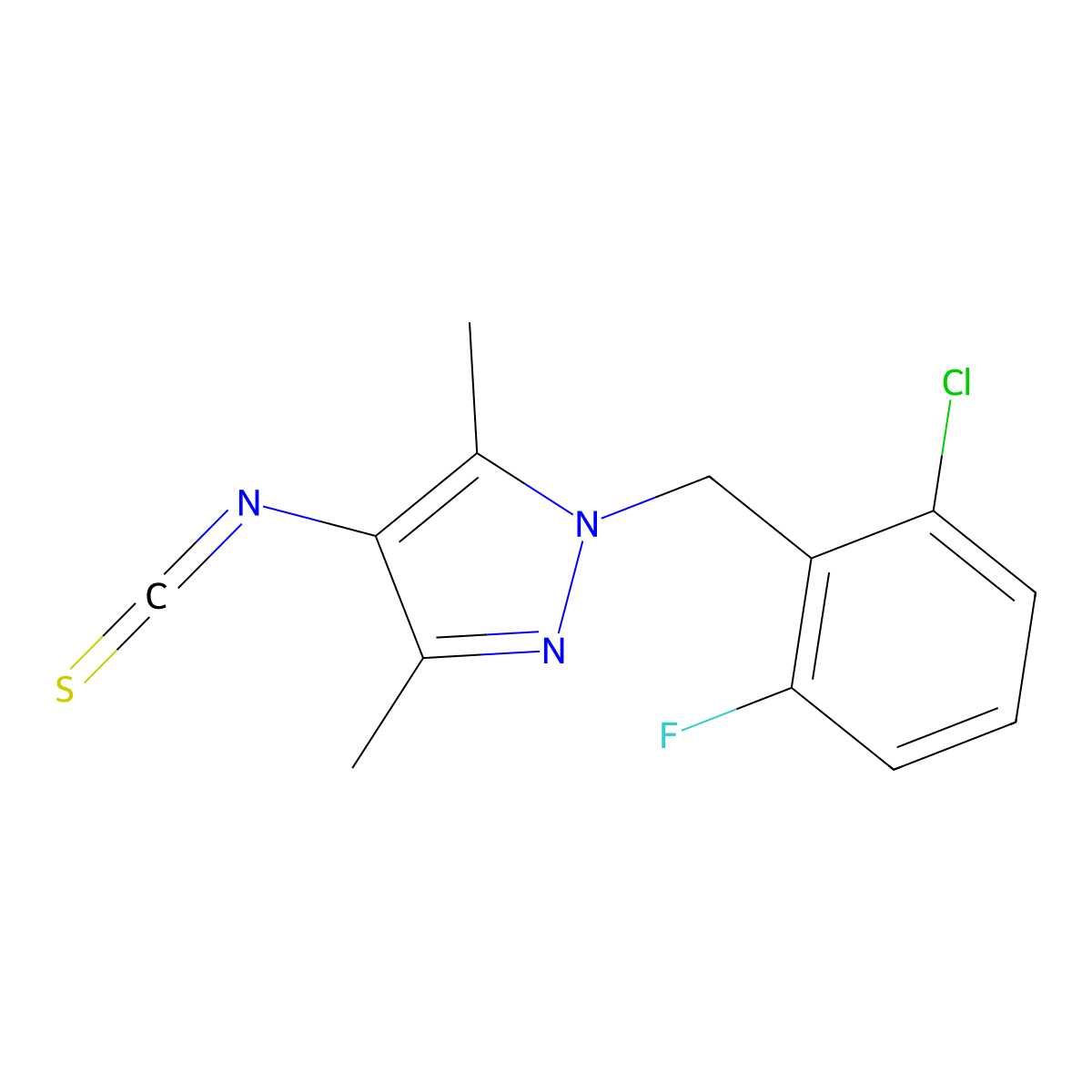 1-(2-chloro-6-fluorobenzyl)-4-isothiocyanato-3,5-dimethyl-1H-pyrazole molecular structure, CAS 1006333-06-7