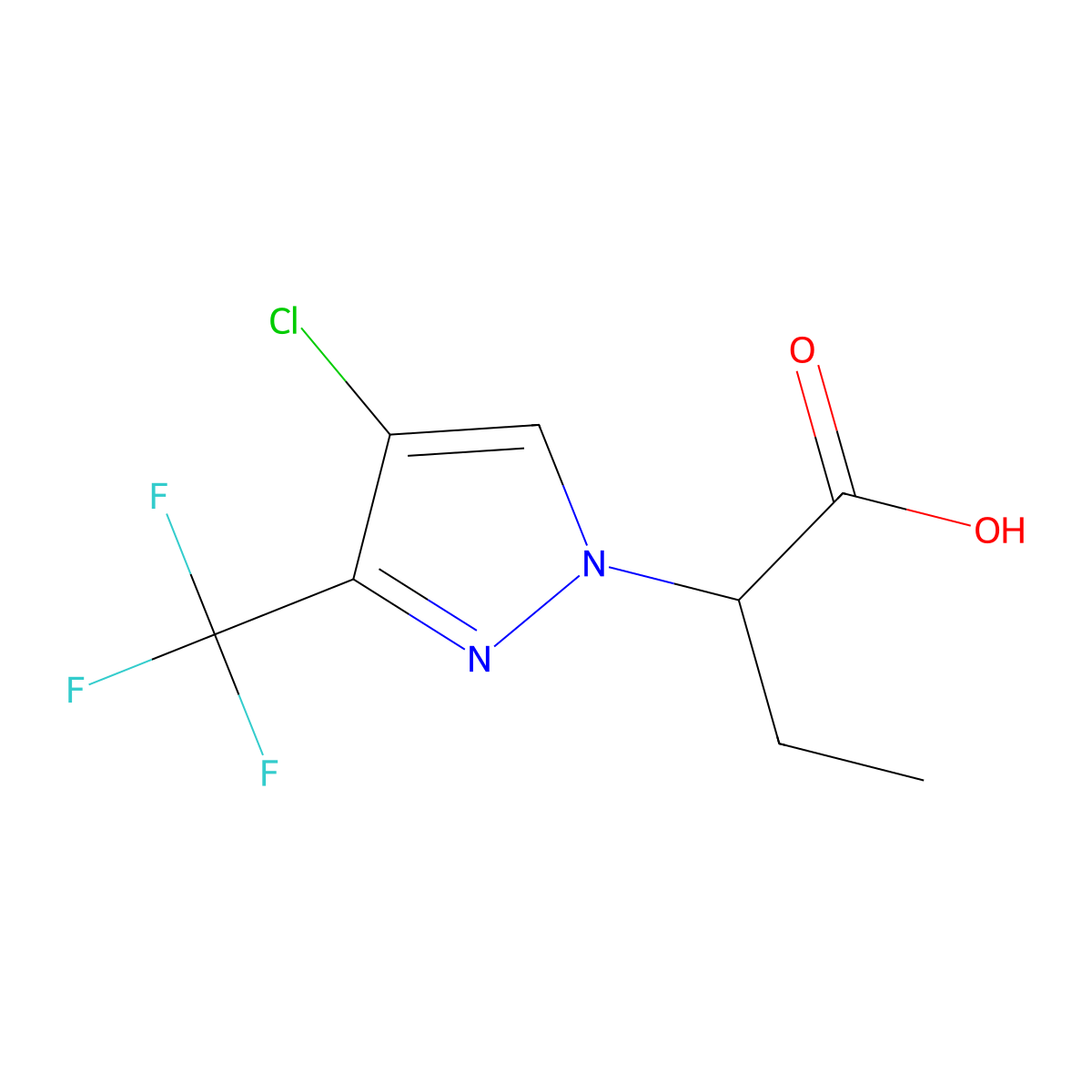 2-[4-chloro-3-(trifluoromethyl)-1H-pyrazol-1-yl]butanoic acid molecular structure, CAS 1006333-14-7