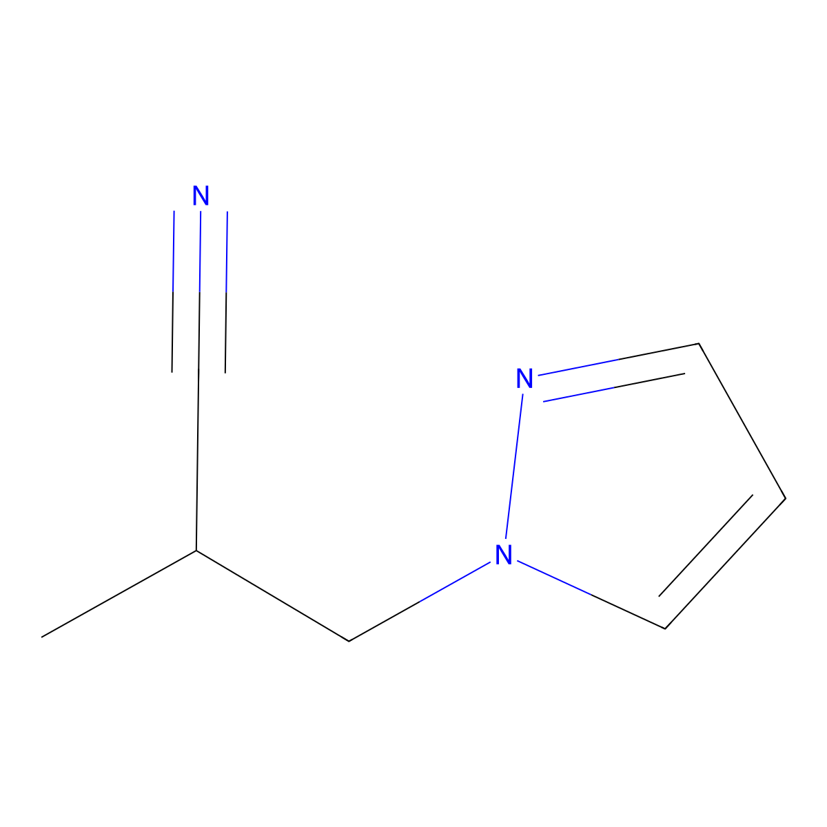 2-methyl-3-(1H-pyrazol-1-yl)propanenitrile molecular structure, CAS 1006333-18-1