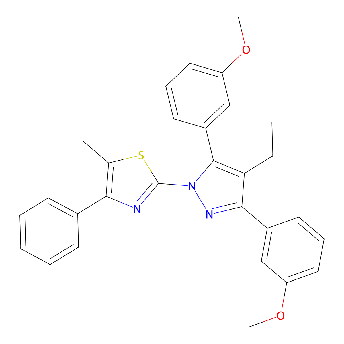 2-[4-ethyl-3,5-bis(3-methoxyphenyl)-1H-pyrazol-1-yl]-5-methyl-4-phenyl-1,3-thiazole molecular structure, CAS 1006333-27-2