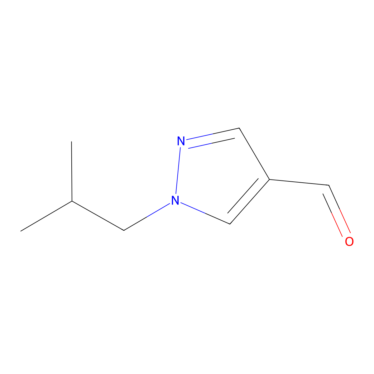 1-(2-Methylpropyl)-1H-pyrazole-4-carbaldehyde molecular structure, CAS 1006333-32-9