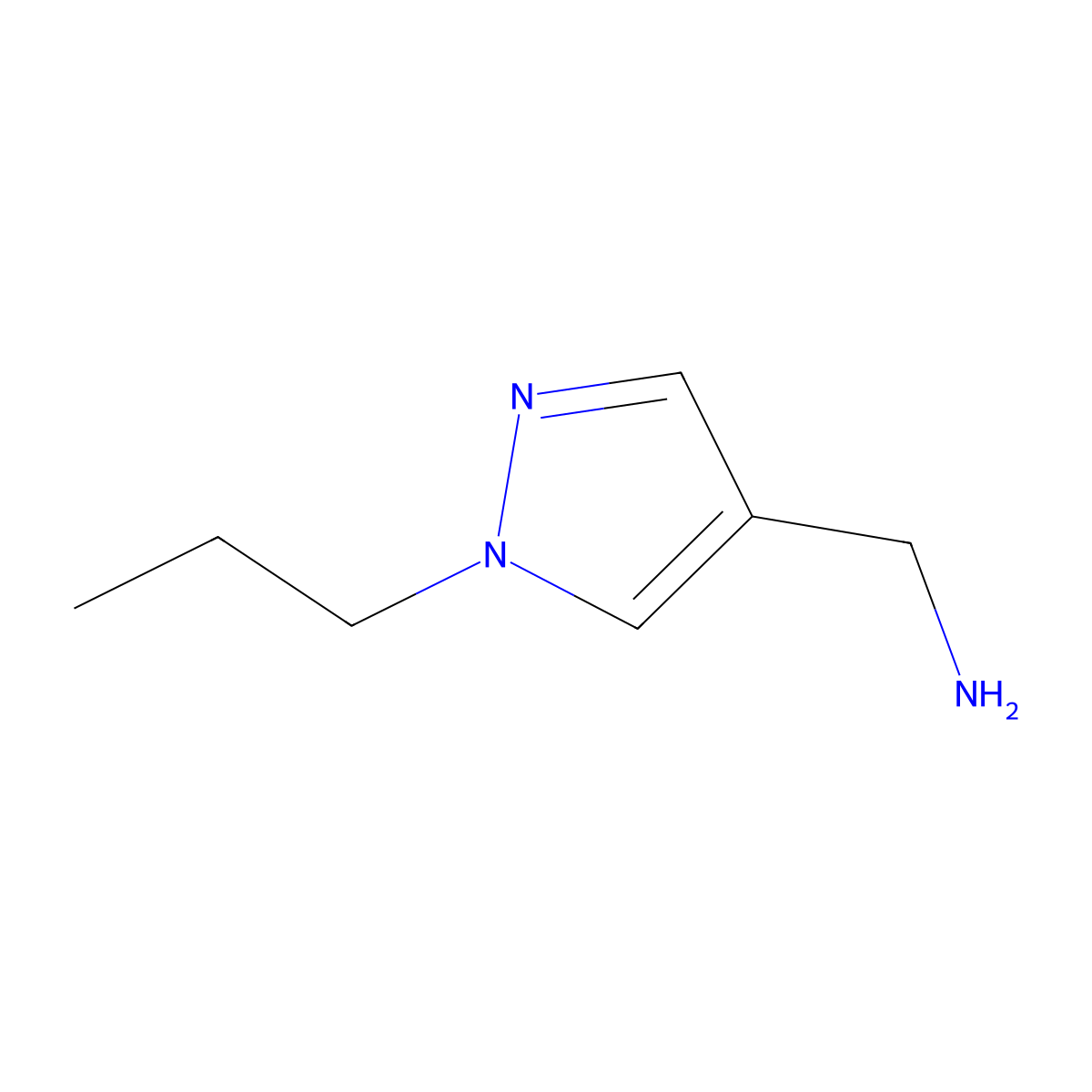 1-(1-propyl-1H-pyrazol-4-yl)methanamine molecular structure, CAS 1006333-36-3