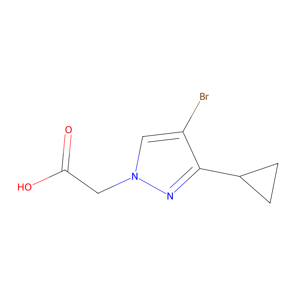 (4-bromo-3-cyclopropyl-1H-pyrazol-1-yl)acetic acid molecular structure, CAS 1006333-38-5