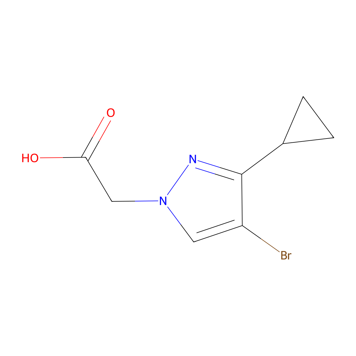 (4-bromo-3-cyclopropyl-1H-pyrazol-1-yl)acetic acid molecular structure, CAS 1006333-38-5
