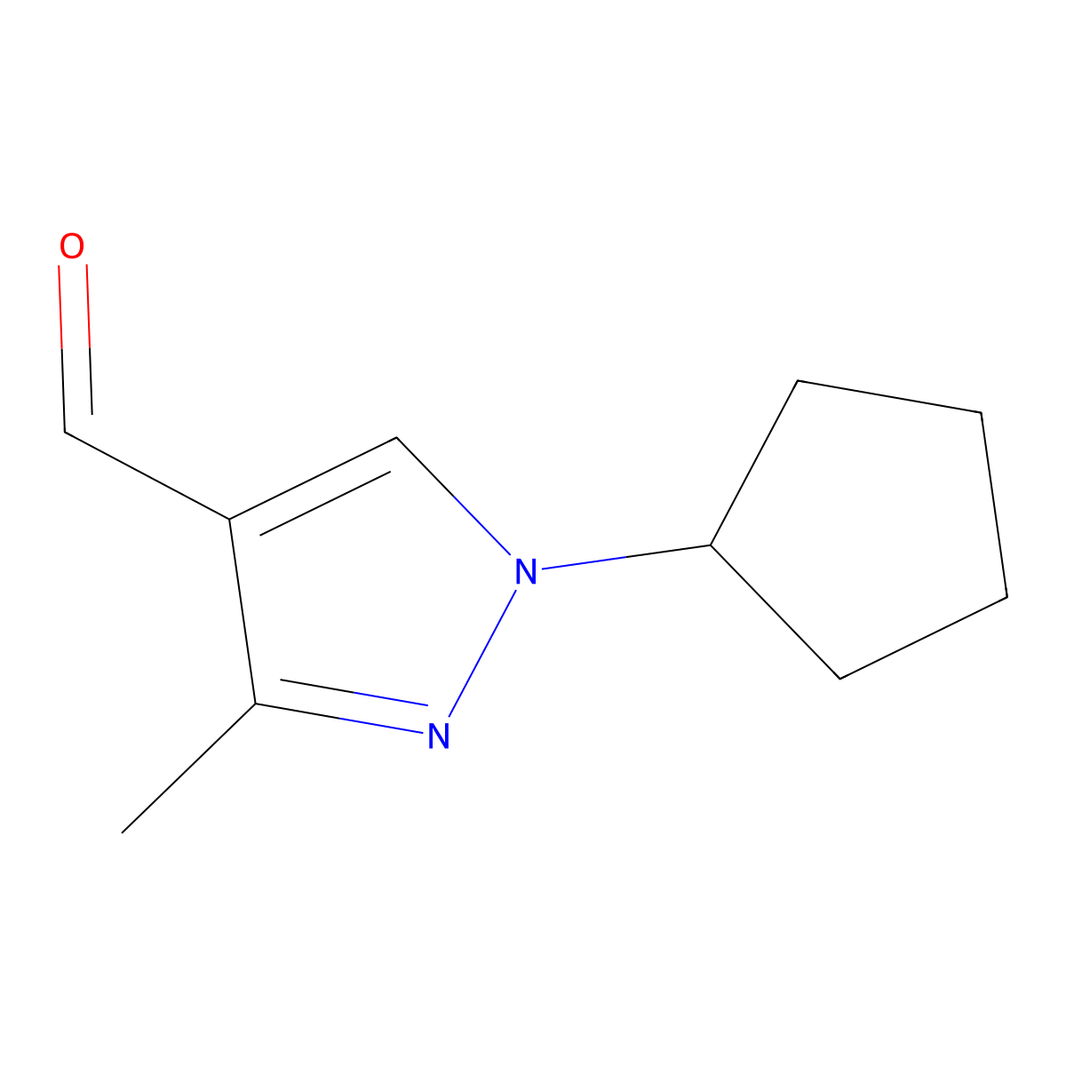 1-cyclopentyl-3-methyl-1H-pyrazole-4-carbaldehyde molecular structure, CAS 1006333-49-8