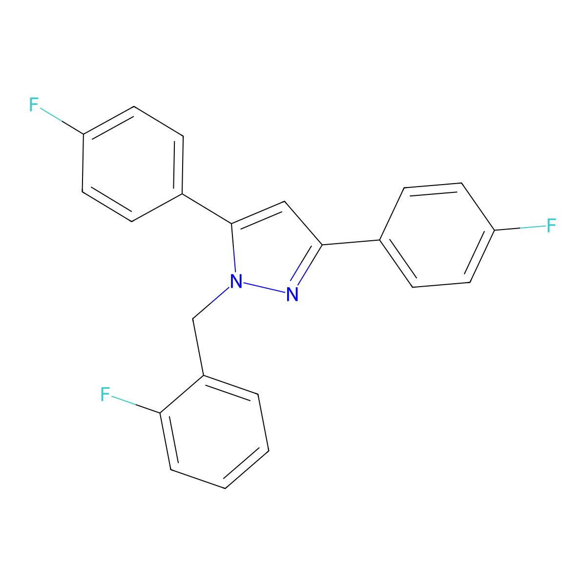 3,5-Bis(4-fluorophenyl)-1-[(2-fluorophenyl)methyl]-1H-pyrazole molecular structure, CAS 1006333-50-1