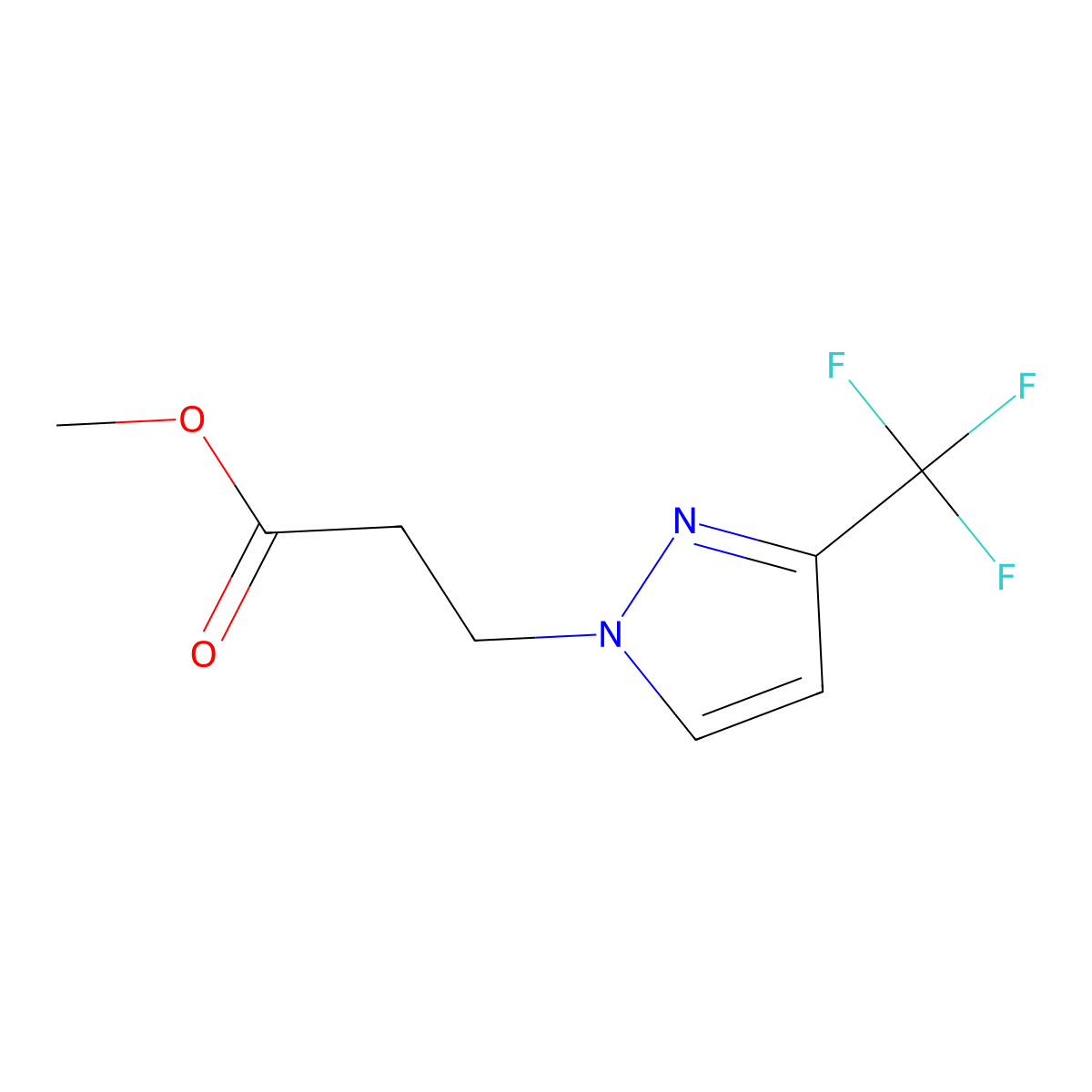 methyl 3-[3-(trifluoromethyl)-1H-pyrazol-1-yl]propanoate molecular structure, CAS 1006333-68-1