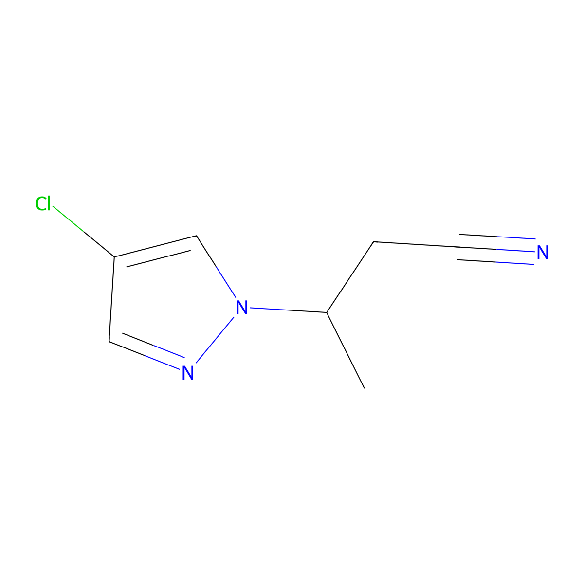 3-(4-chloro-1H-pyrazol-1-yl)butanenitrile molecular structure, CAS 1006333-97-6