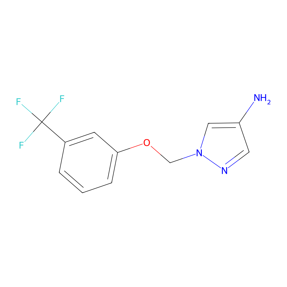 1-{[3-(trifluoromethyl)phenoxy]methyl}-1H-pyrazol-4-amine molecular structure, CAS 1006333-99-8