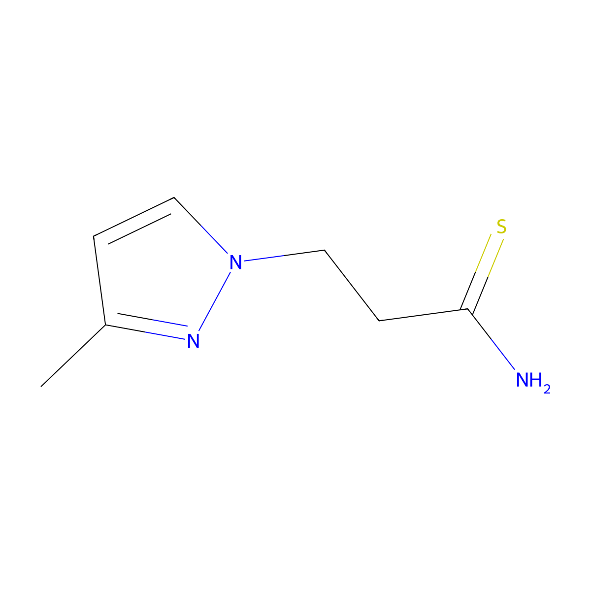 3-(3-methyl-1H-pyrazol-1-yl)propanethioamide molecular structure, CAS 1006334-11-7