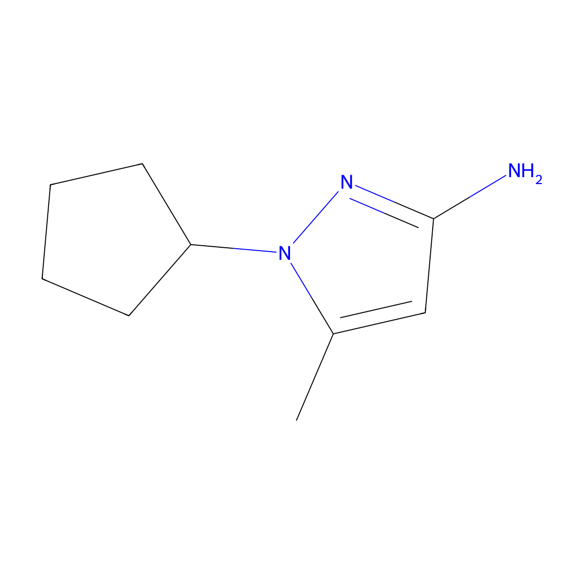1-cyclopentyl-5-methyl-1H-pyrazol-3-amine molecular structure, CAS 1006334-12-8