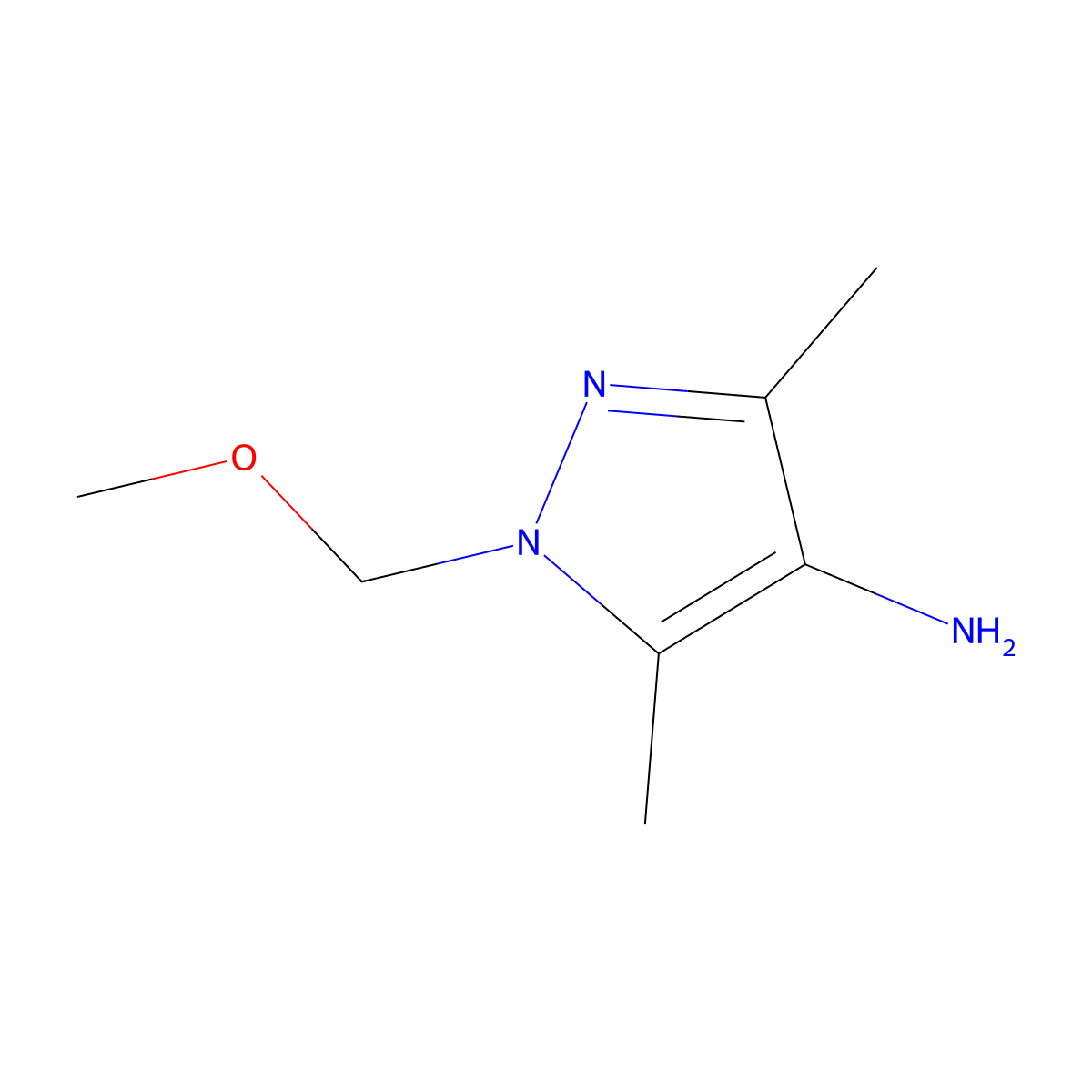 1-(methoxymethyl)-3,5-dimethyl-1H-pyrazol-4-amine molecular structure, CAS 1006334-16-2