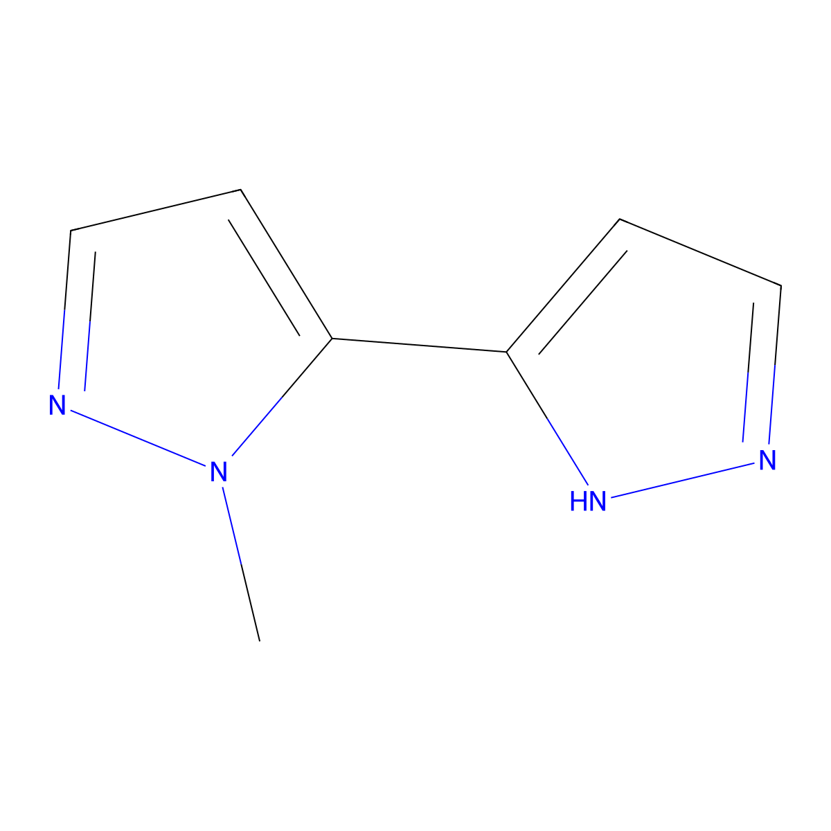 2'-methyl-1H,2'H-3,3'-bipyrazole molecular structure, CAS 1006334-22-0