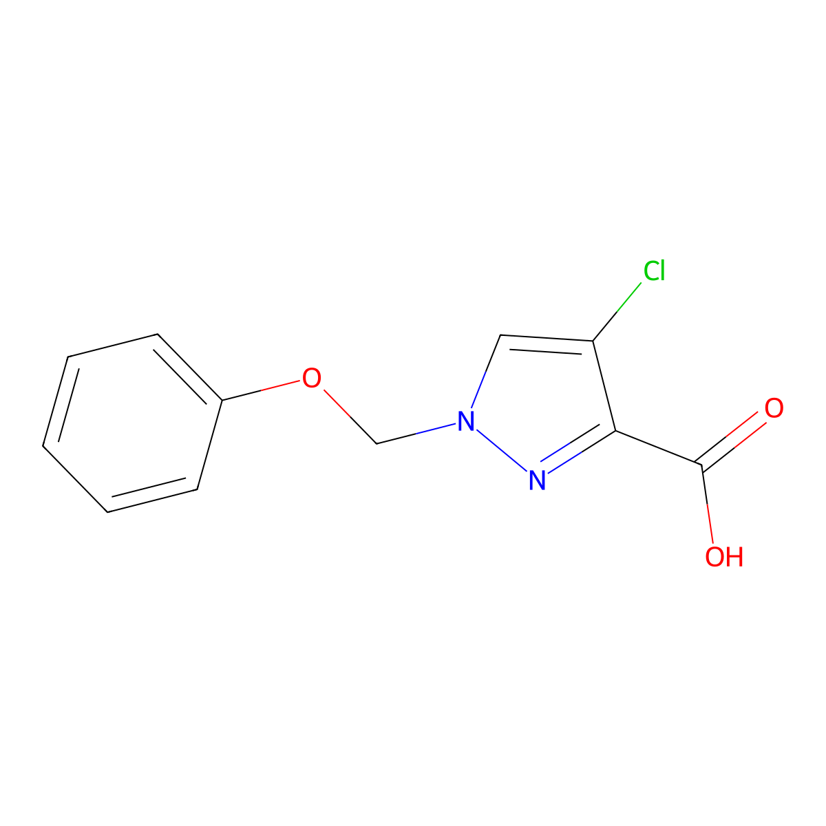 4-chloro-1-(phenoxymethyl)-1H-pyrazole-3-carboxylic acid molecular structure, CAS 1006334-27-5