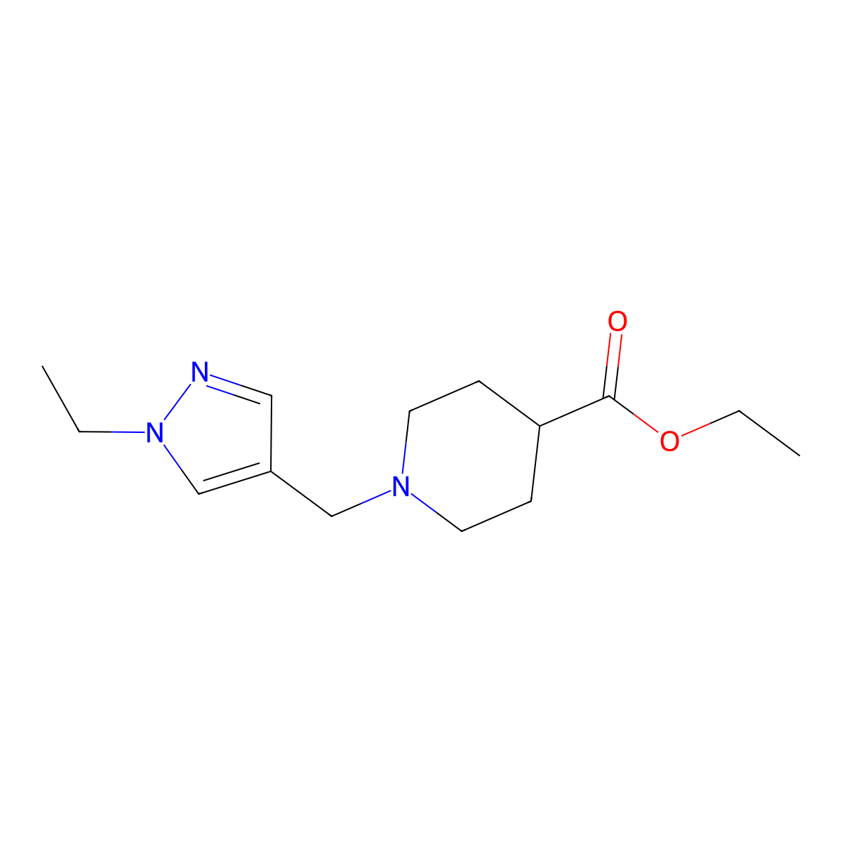ethyl 1-[(1-ethyl-1H-pyrazol-4-yl)methyl]piperidine-4-carboxylate molecular structure, CAS 1006334-33-3