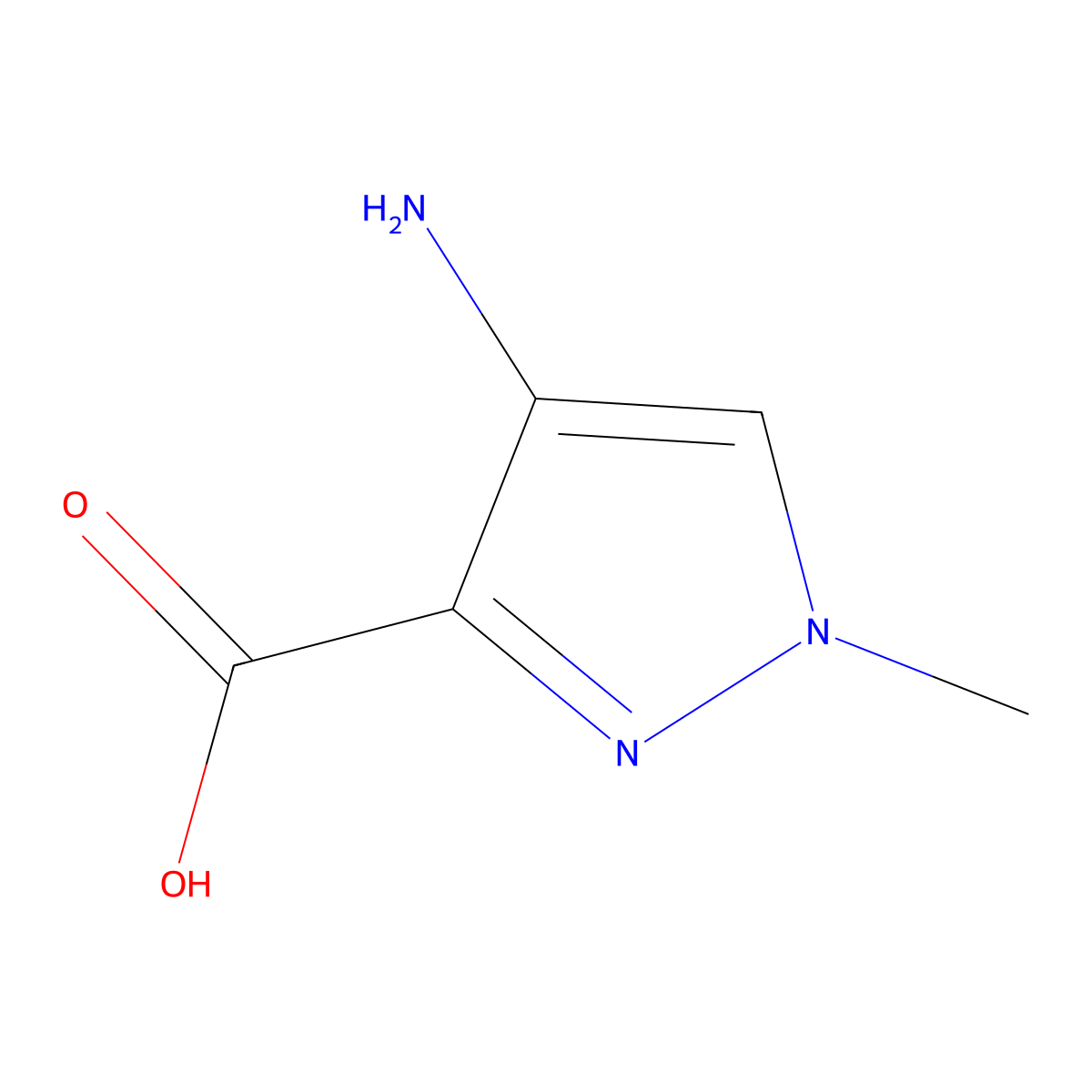 4-amino-1-methyl-1H-pyrazole-3-carboxylic acid molecular structure, CAS 1006334-34-4