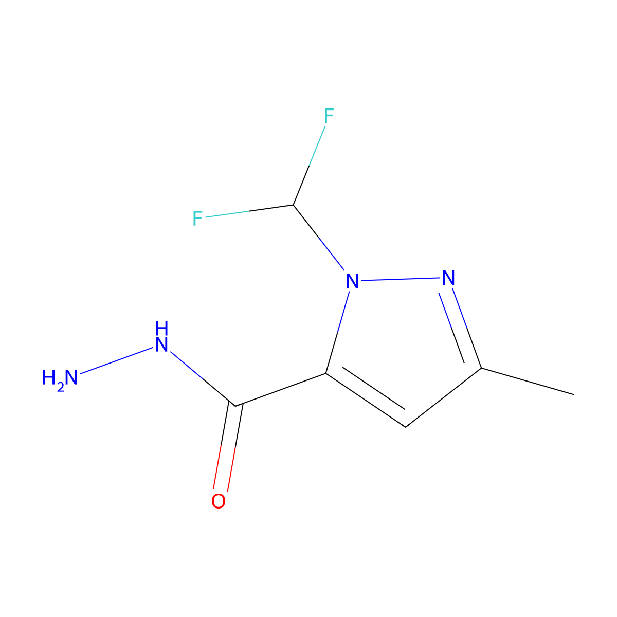 1-(difluoromethyl)-3-methyl-1H-pyrazole-5-carbohydrazide molecular structure, CAS 1006334-36-6